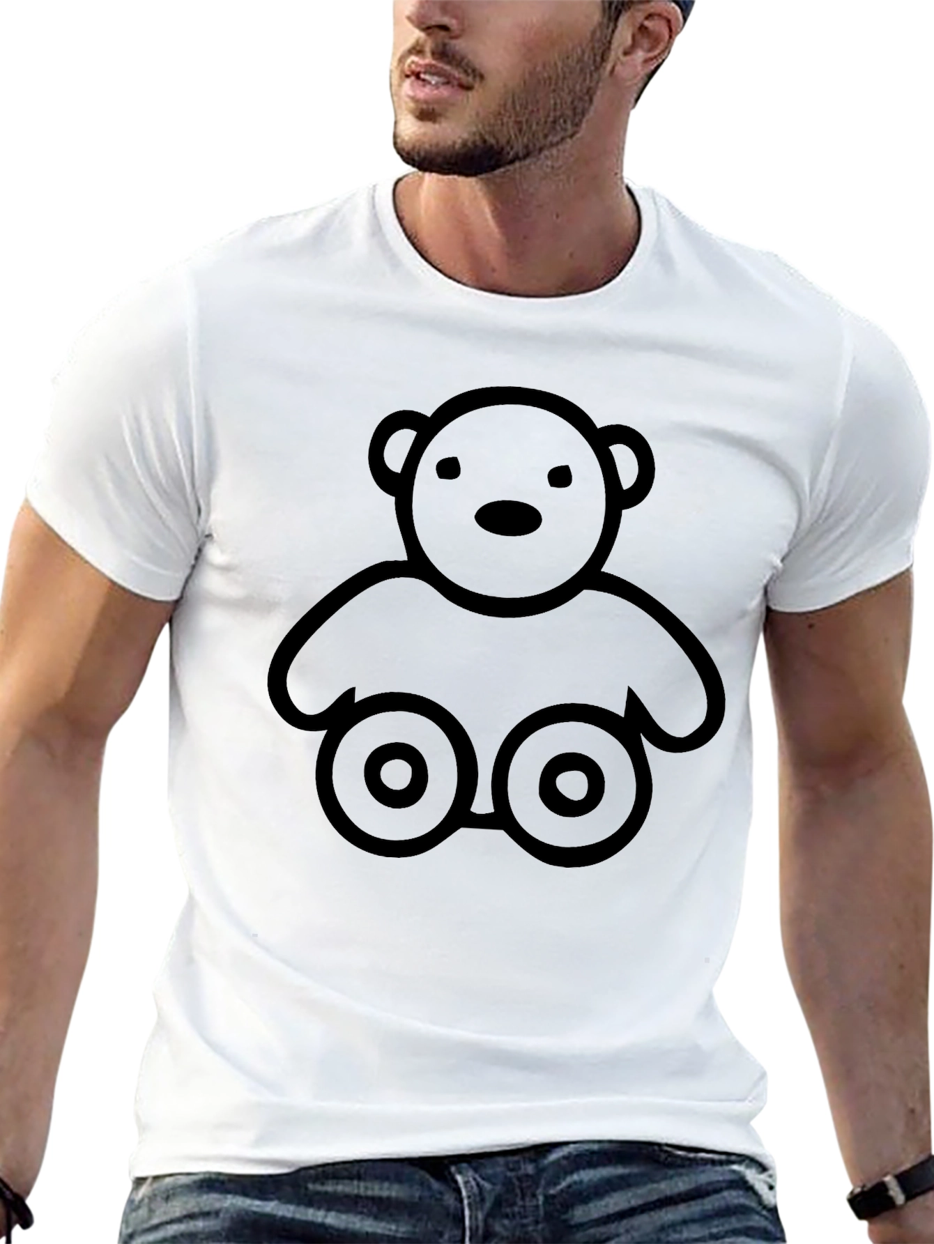 Cool Teddy Bear Graphic T-Shirt - Classic Black