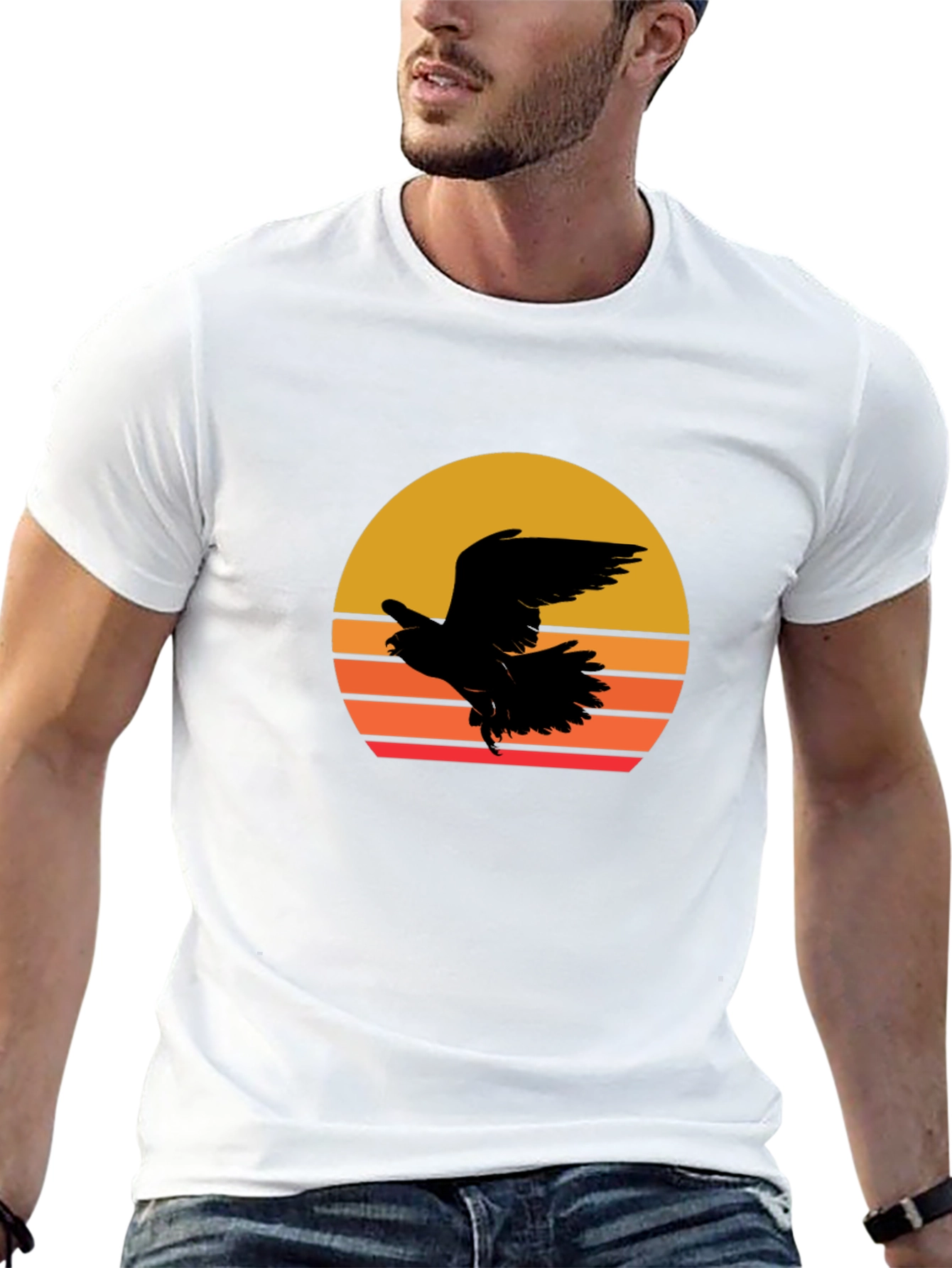 Sunset Eagle Graphic Tee - Black