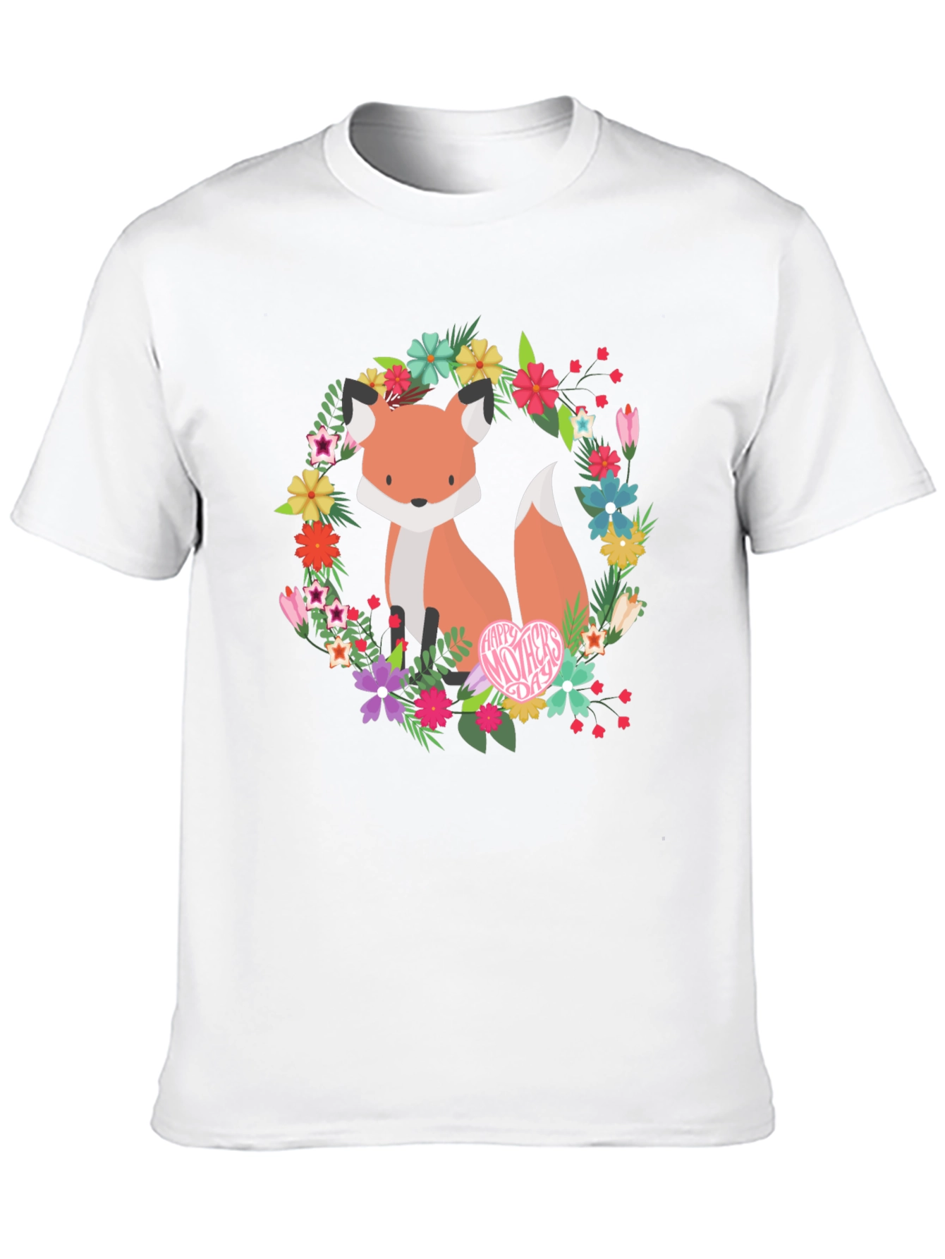 Fox Floral Wreath T-Shirt - Mothers Day Gift