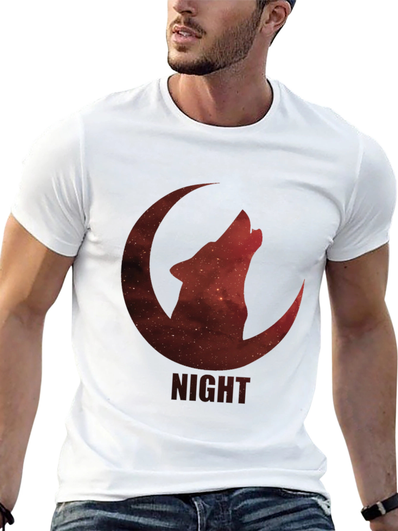 Night Wolf Moon Graphic T-Shirt