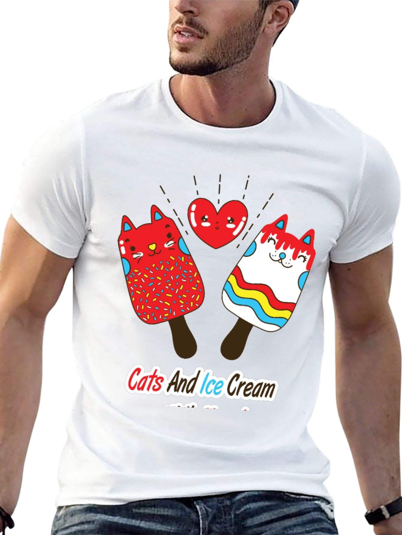 Cats and Ice Cream T-Shirt - Novelty Graphic Tee