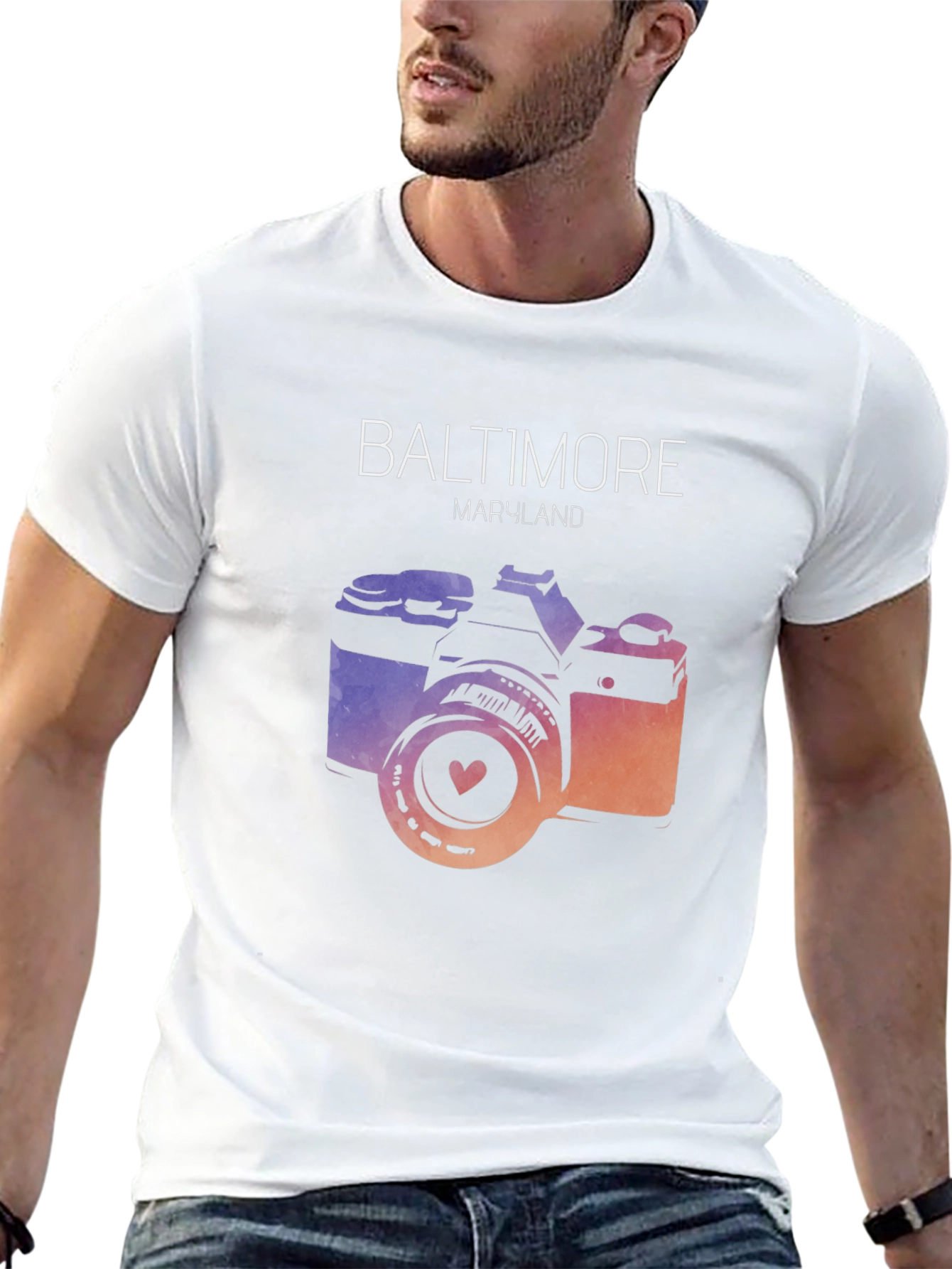 Baltimore Maryland Camera Graphic Tee - Black