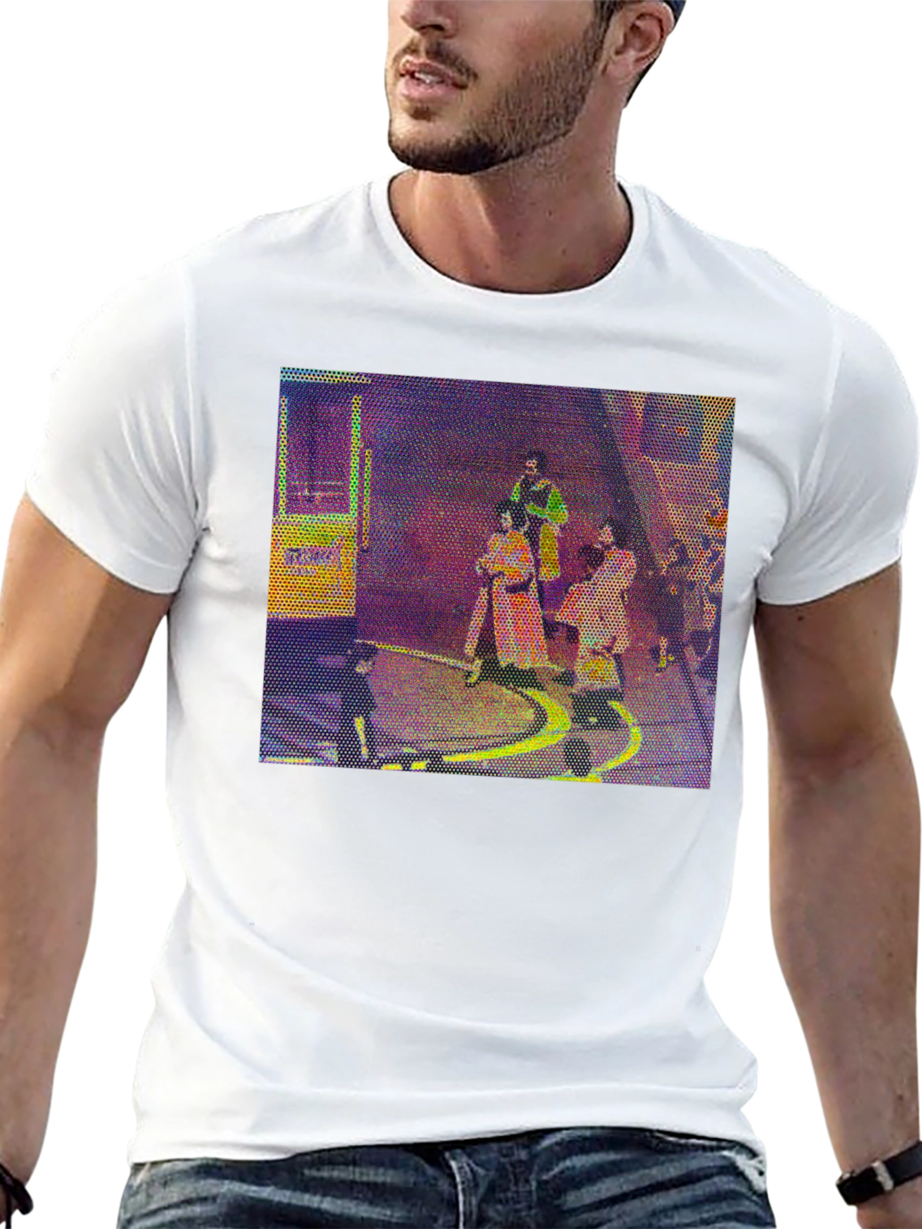 Retro Graphic Print Black T-Shirt