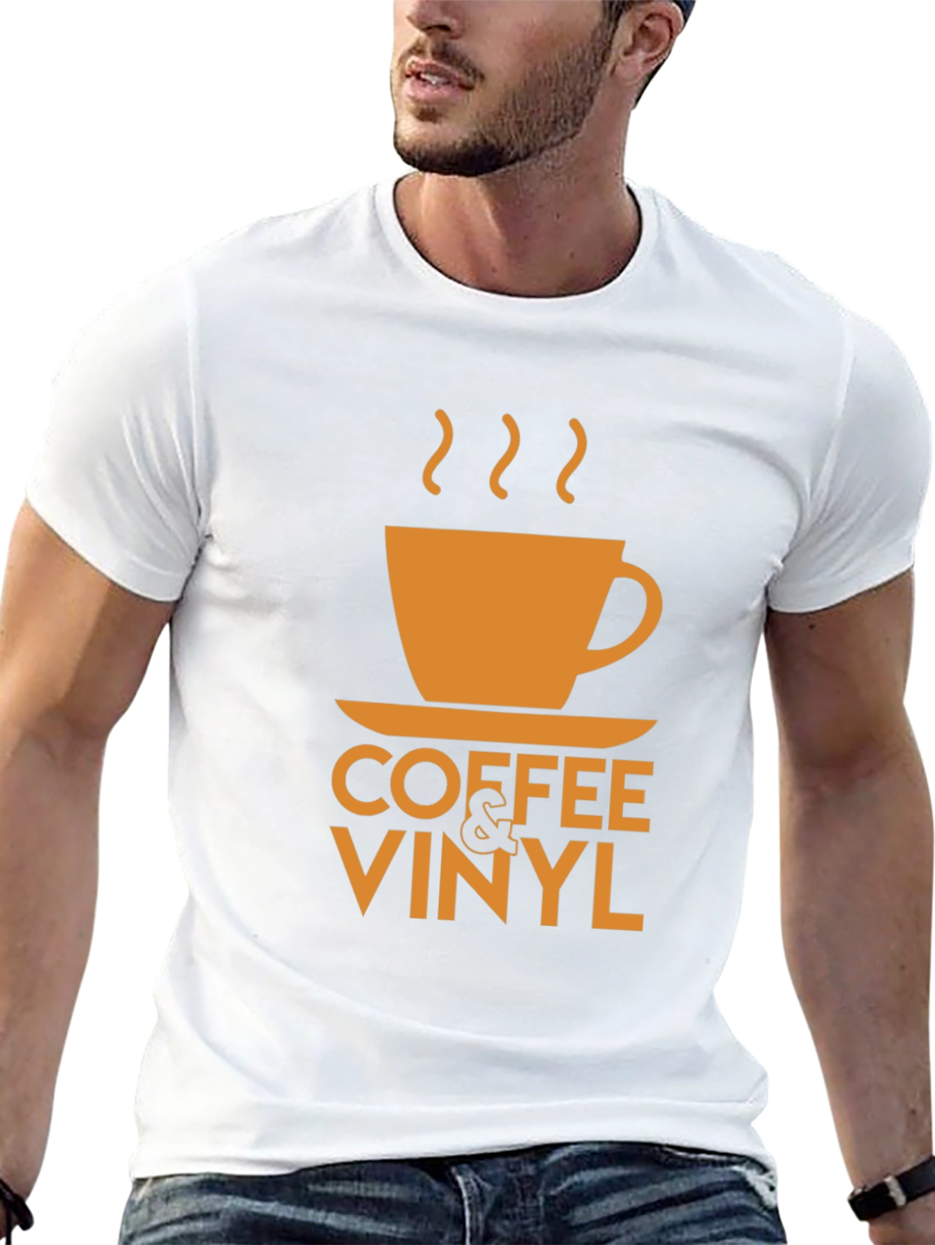 Coffee & Vinyl Graphic Tee - Black
