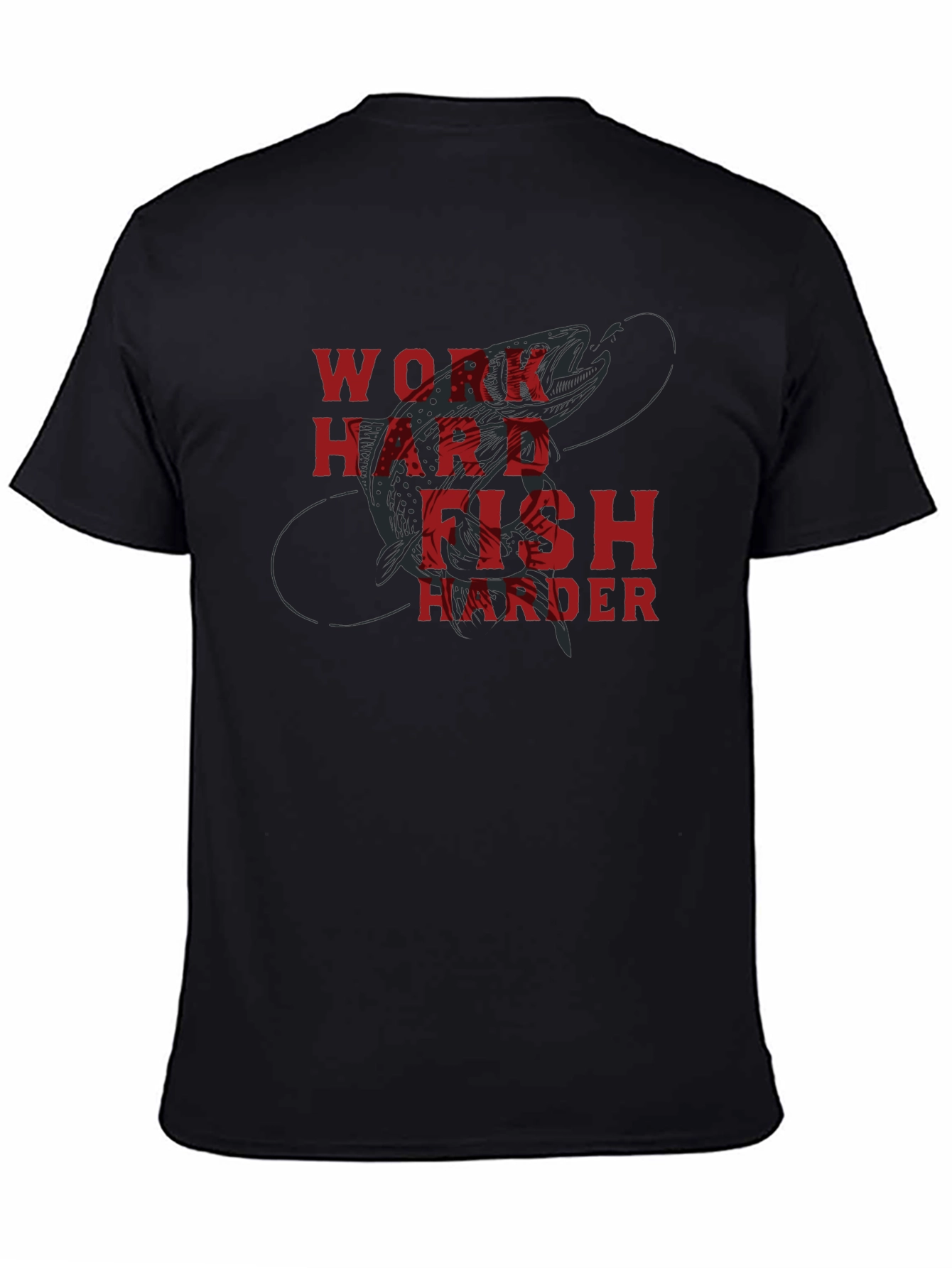 Work Hard Fish Harder Graphic Tee - Black