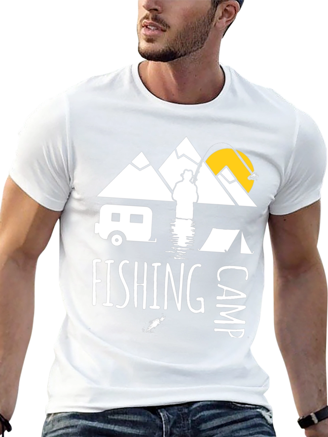 Fishing Camp Graphic Tee - Black Cotton T-Shirt