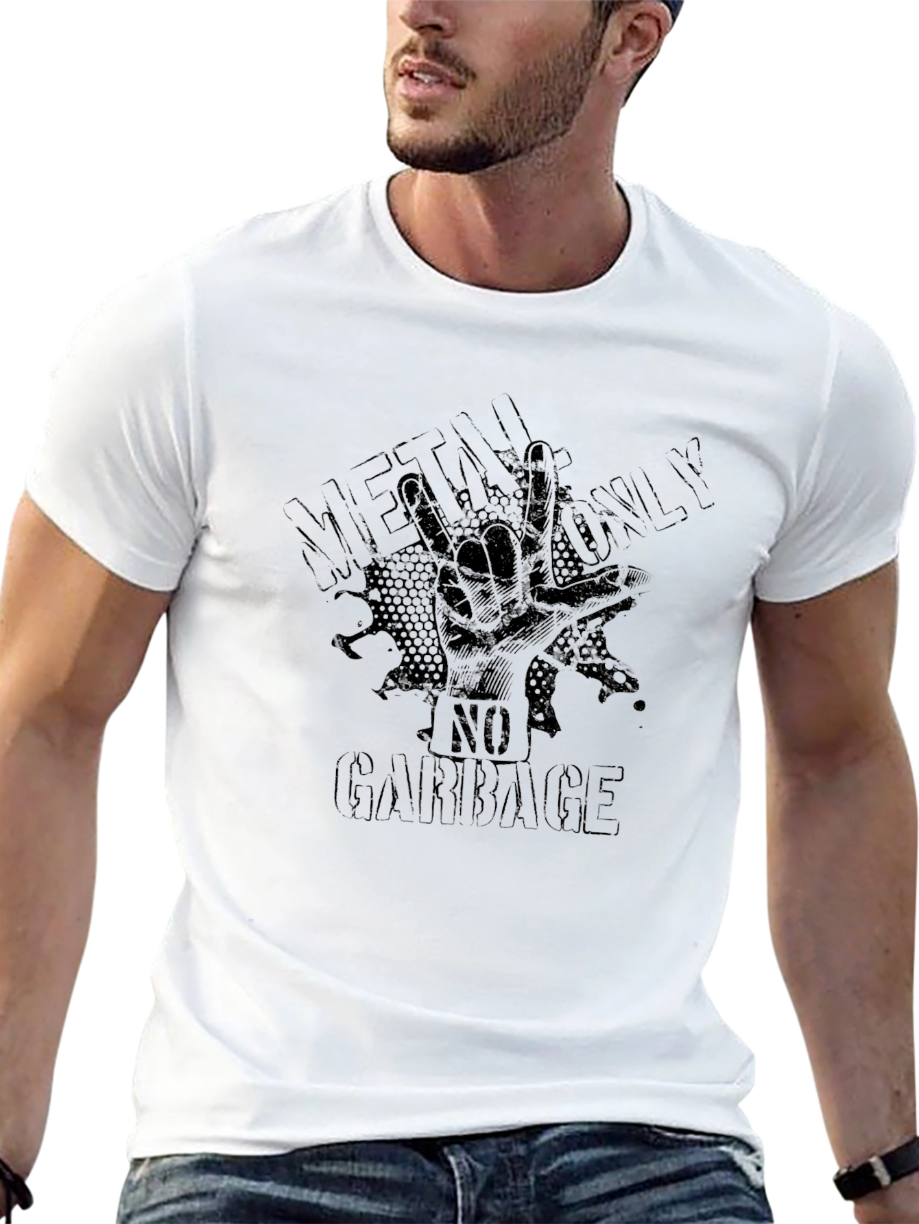 Metal Only T-Shirt - Black Rock On Design