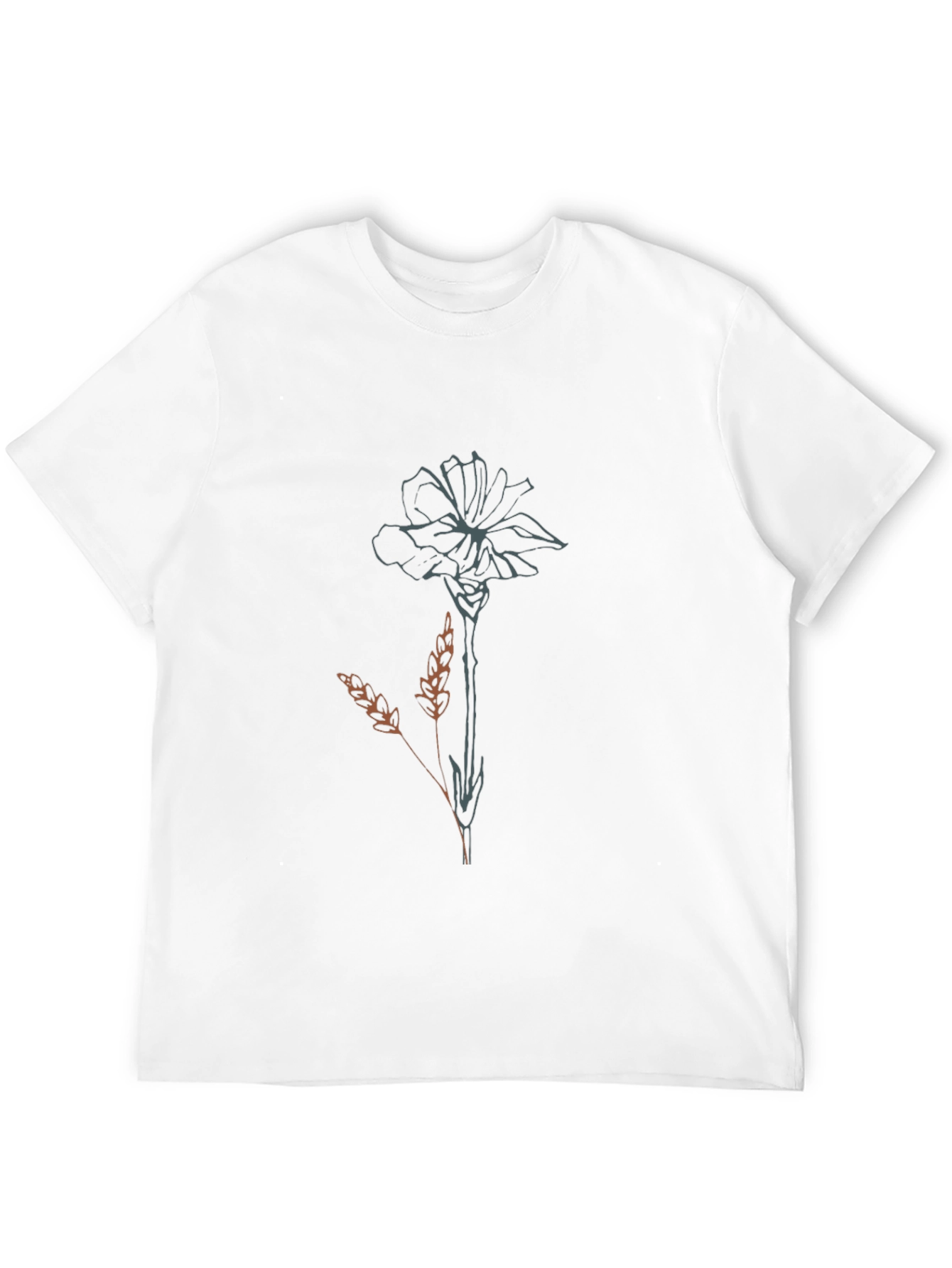 Mens Black T-Shirt with Floral Design