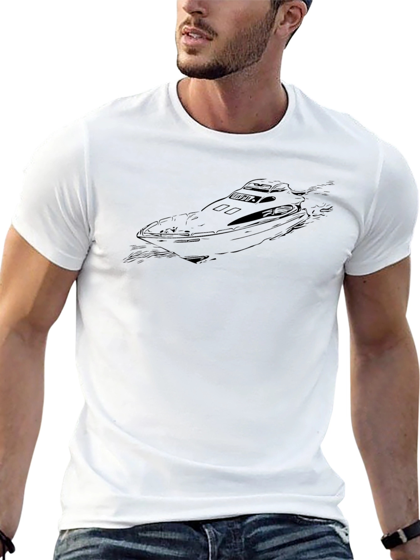 Speed Boat Graphic Tee - Black Cotton