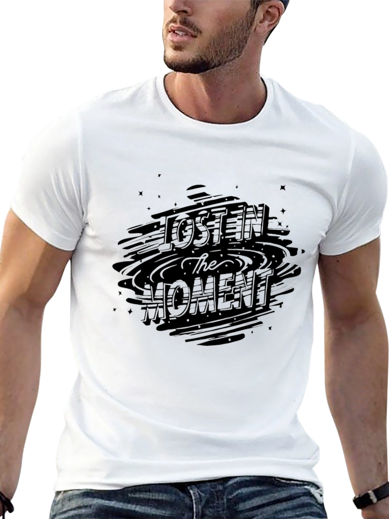 Lost in the Moment Black Graphic Tee