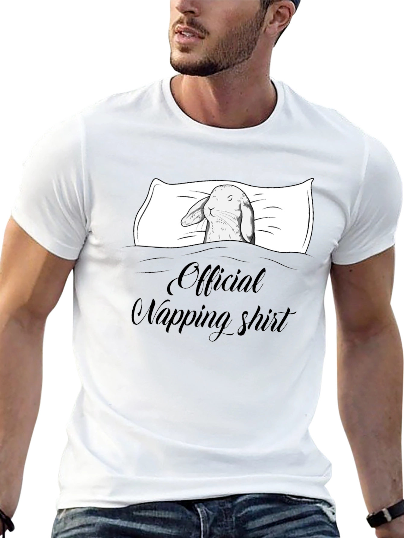 Official Napping Shirt - Rabbit In Bed Graphic Tee