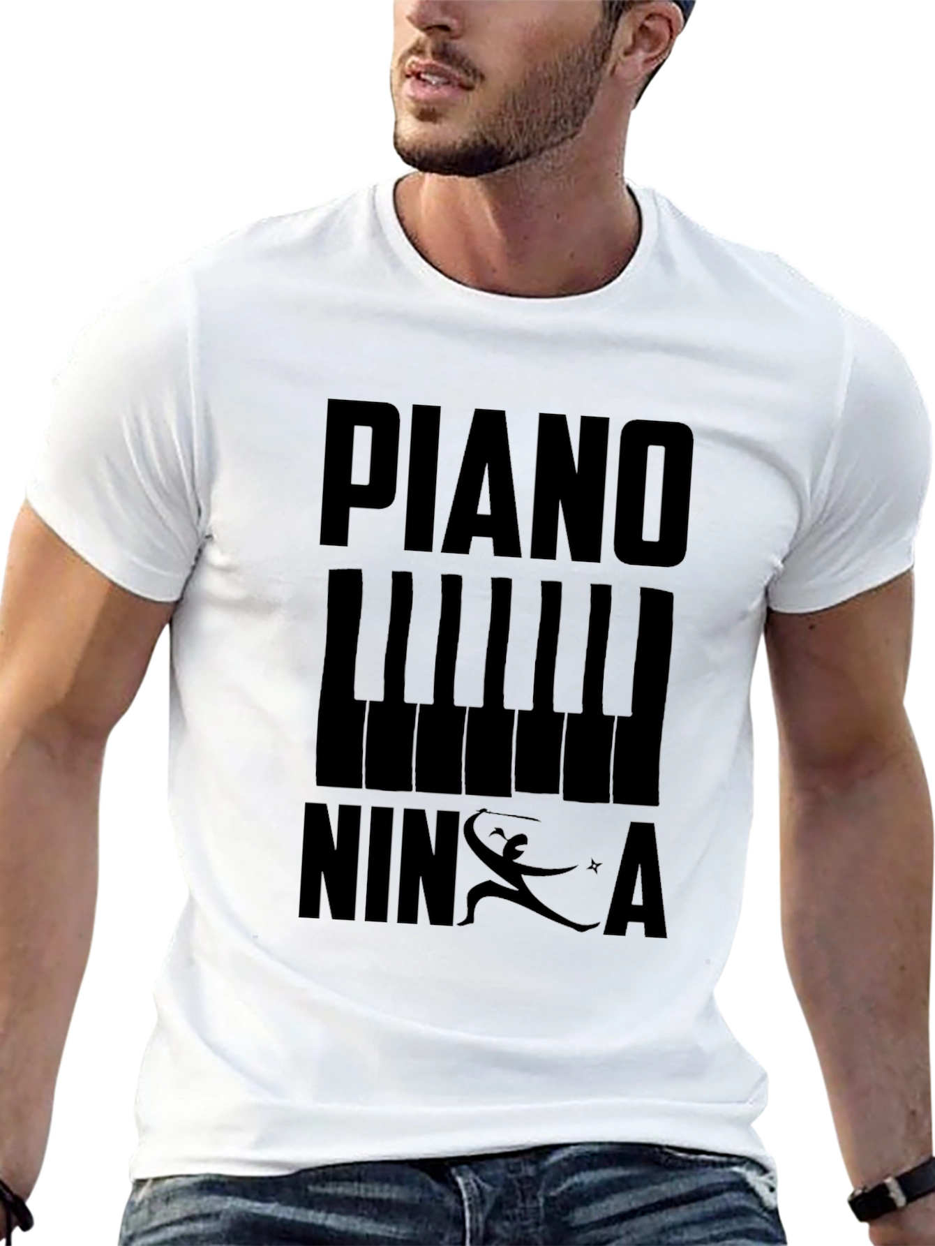 Piano Ninja Black T-Shirt - Unique Music Lover Tee