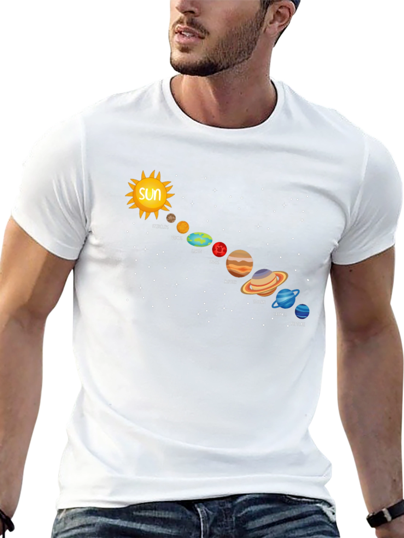 Solar System Planets Graphic T-Shirt - Black