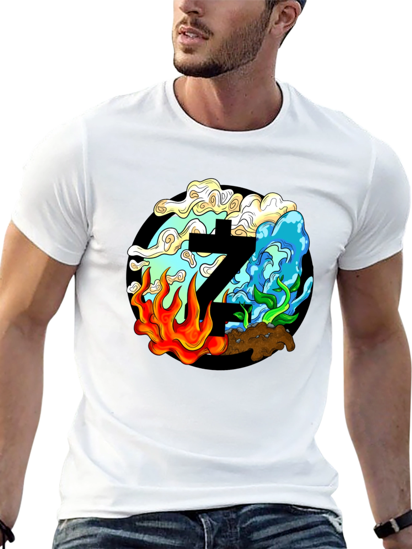 Four Elements Graphic Black Tee