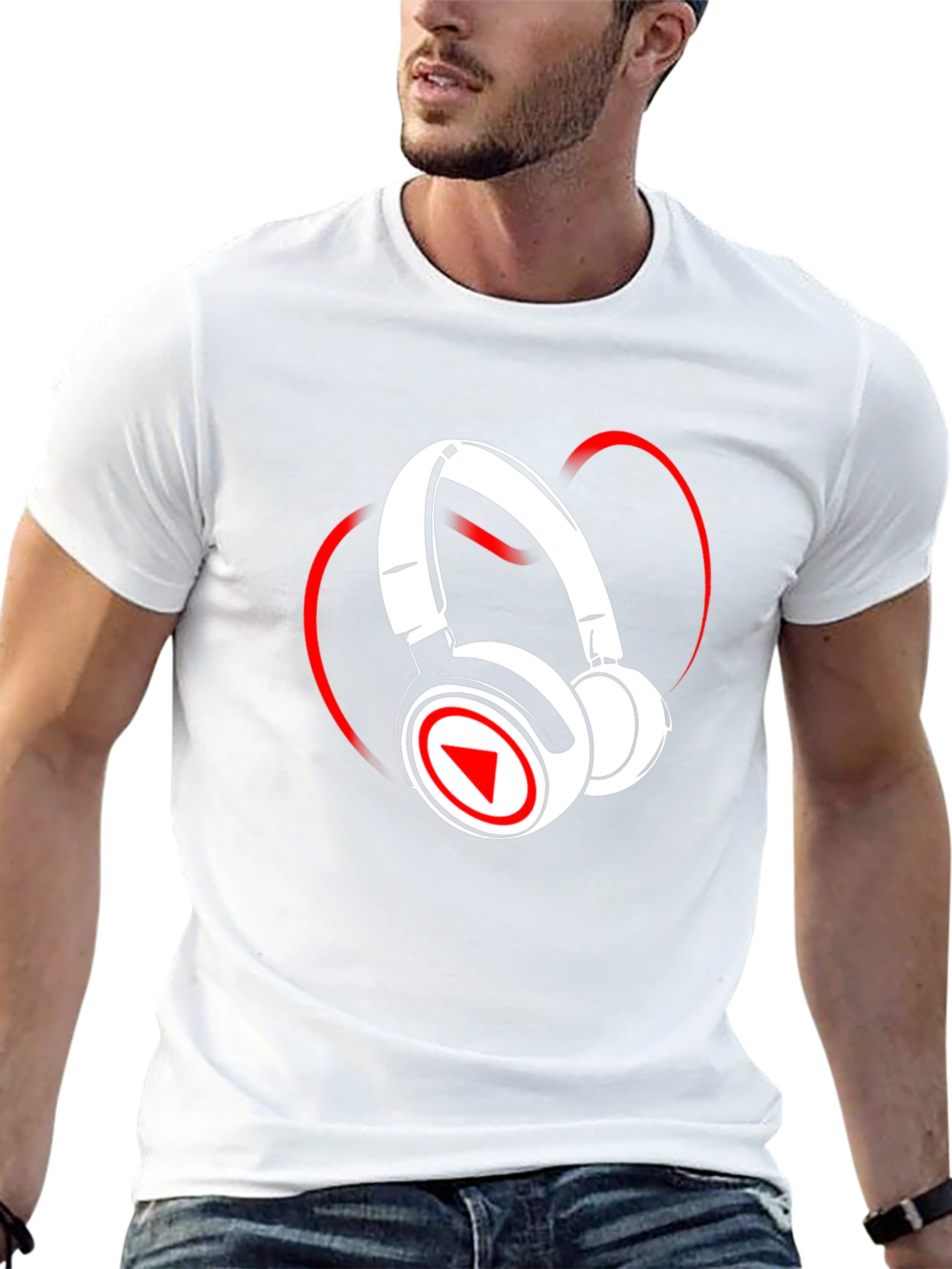 Music Lovers Black Graphic Tee - Headphones Design