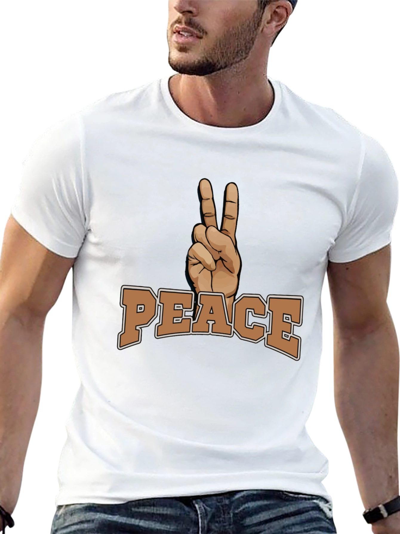 Peace Sign Graphic Black T-Shirt