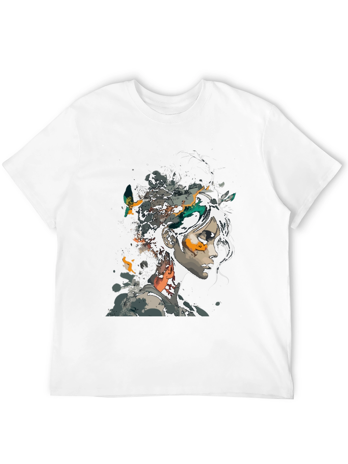 Abstract Woman Graphic Print Tee - Stylish Black T-Shirt