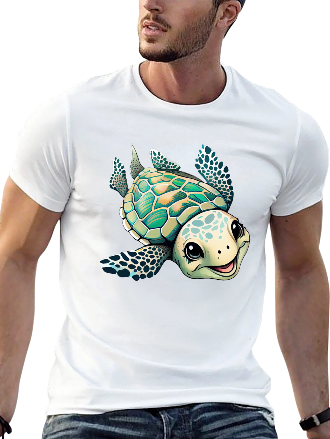 Cartoon Turtle Graphic T-Shirt