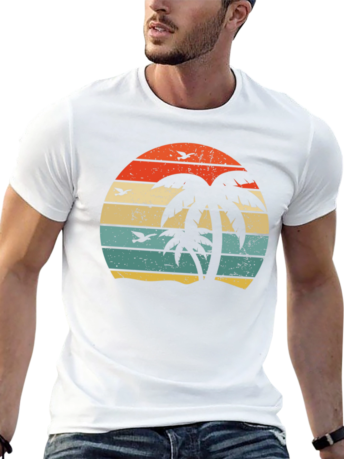 Retro Palm Tree Sunset Graphic Tee
