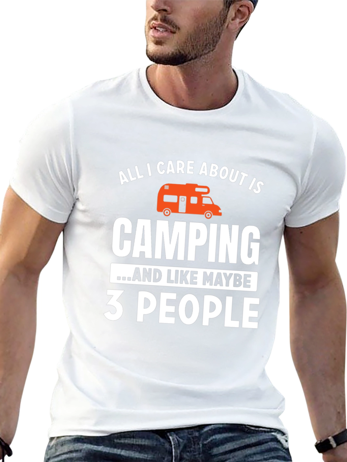 Camping and 3 People Black Graphic T-Shirt