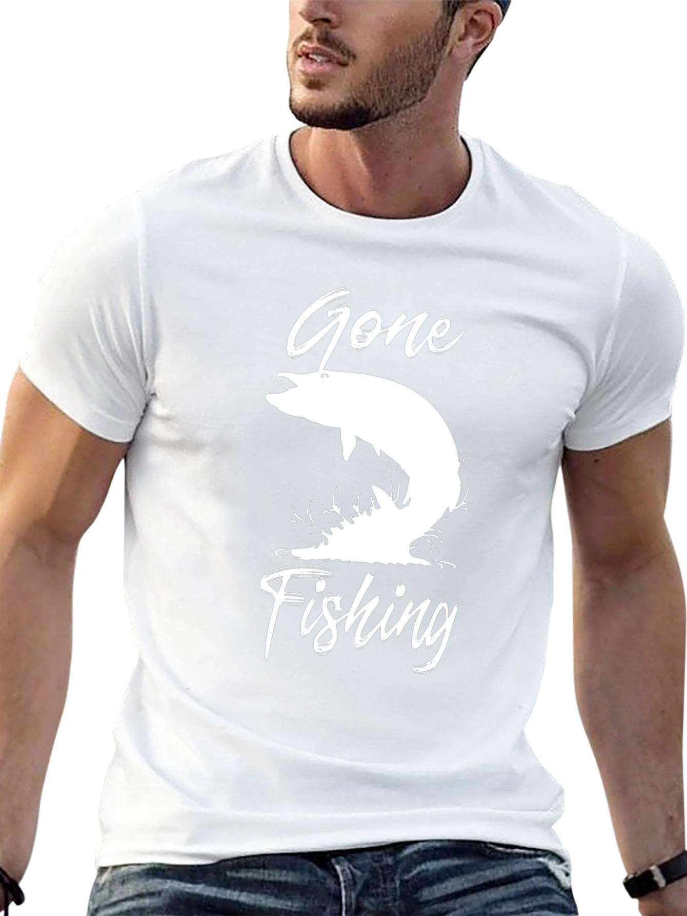 Gone Fishing Graphic Tee - Black Cotton T-Shirt