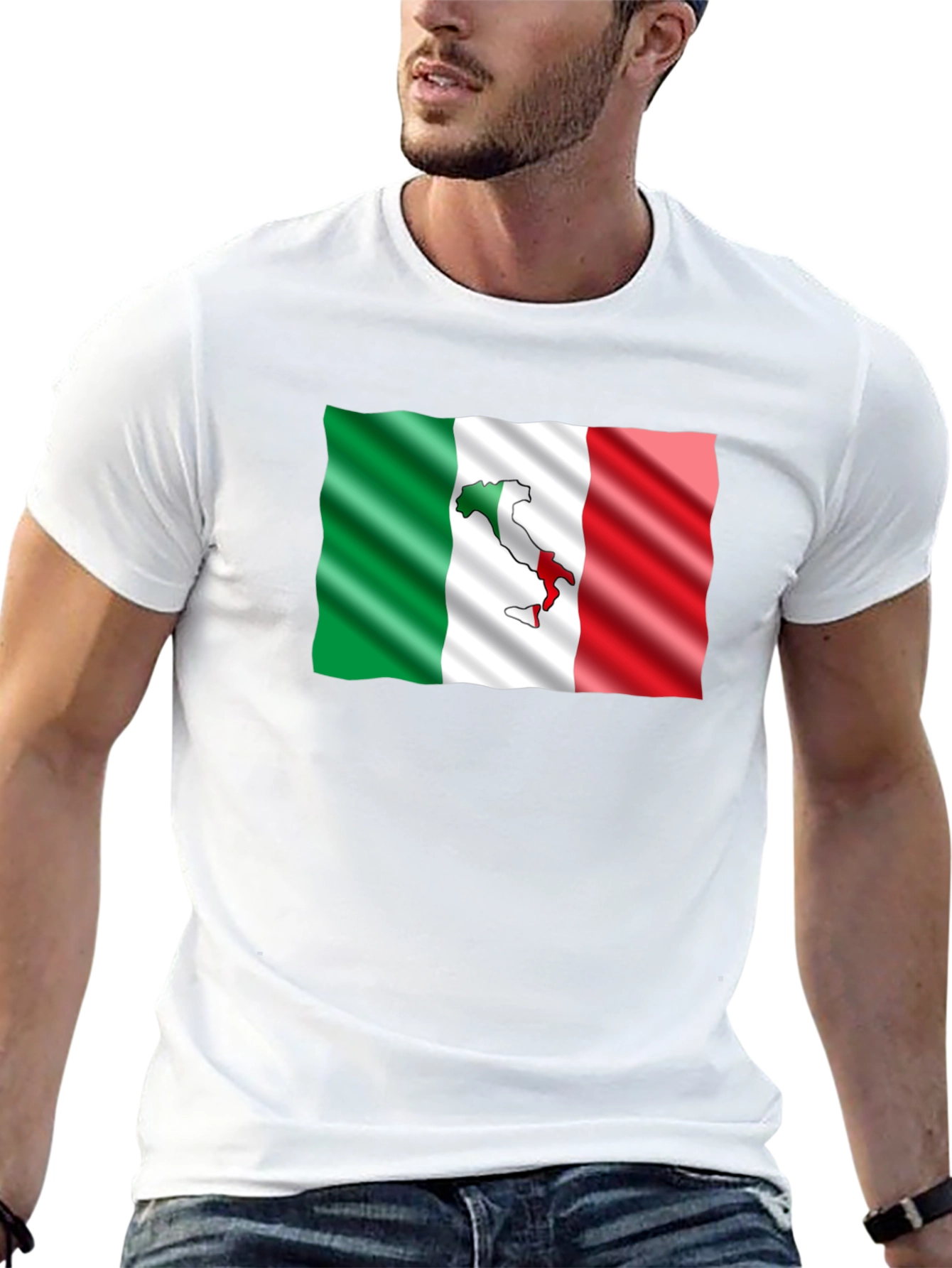Italy Flag Graphic Tee - Stylish Black T-Shirt
