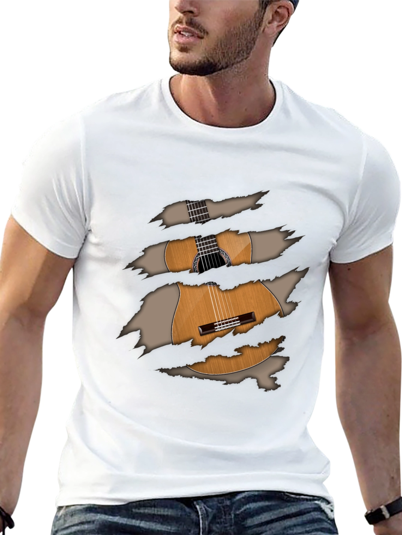 Guitar Ripped T-Shirt - Unique Musical Tee