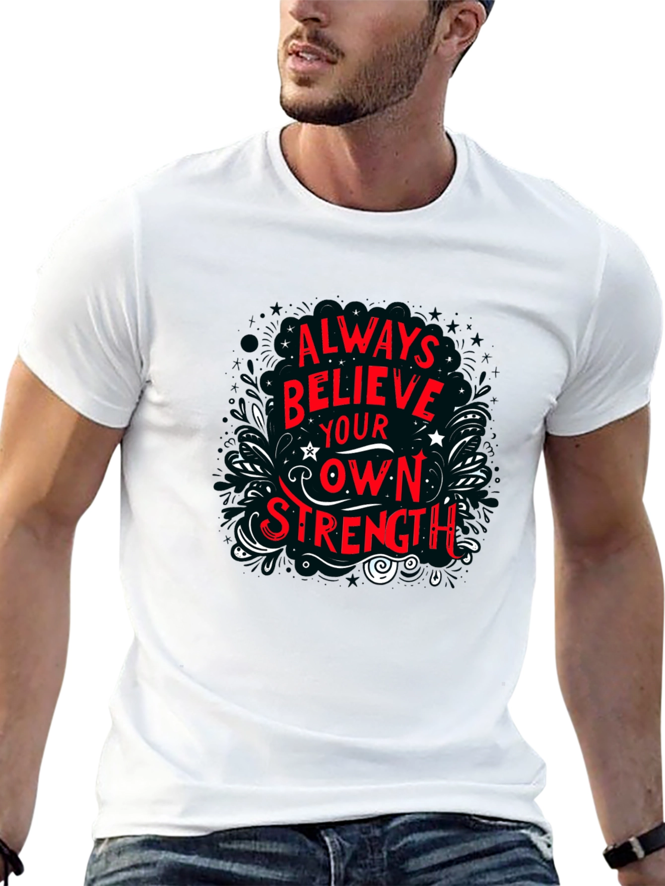 Believe in Your Own Strength Black Graphic Tee