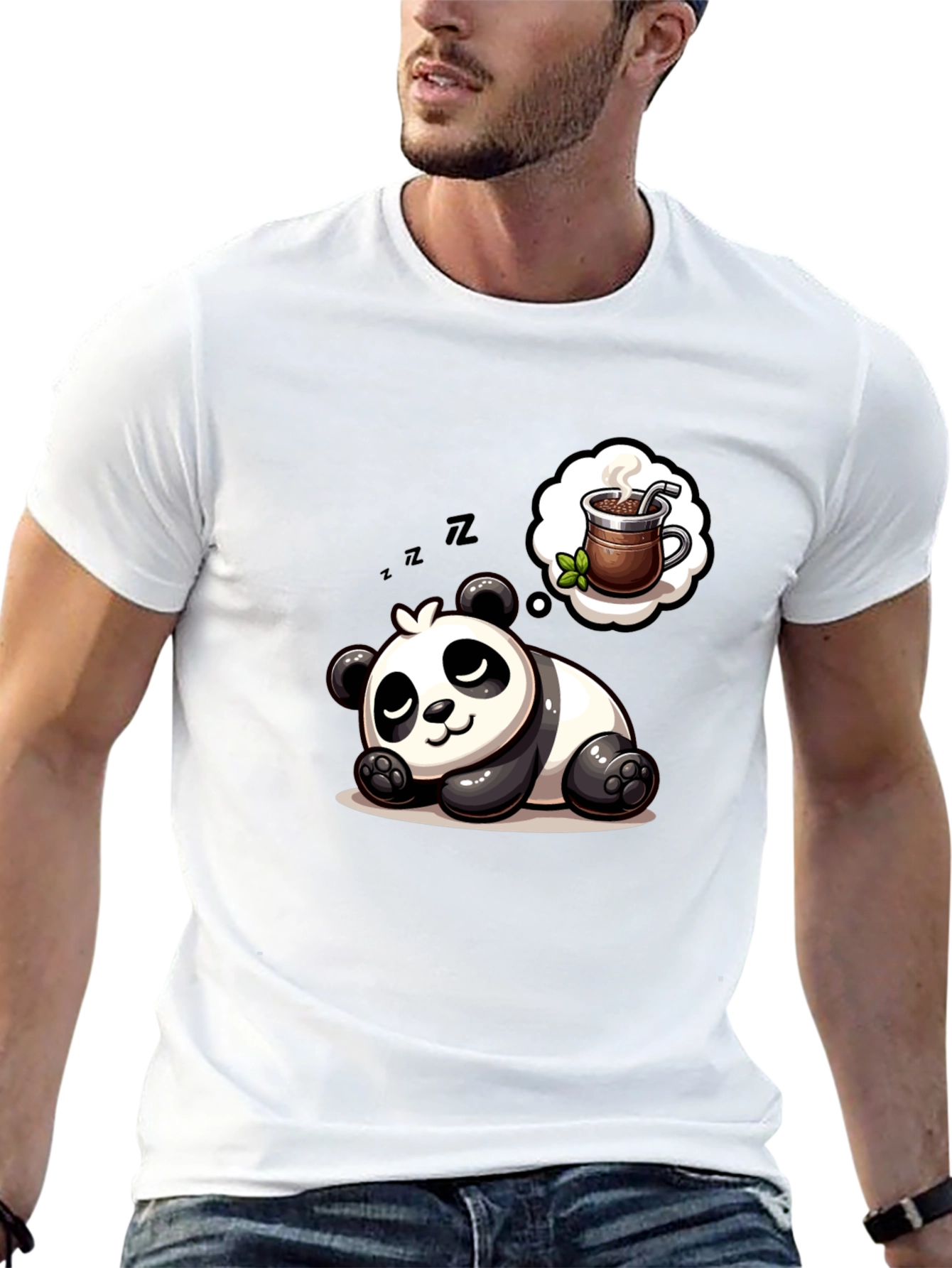 Dreamy Panda Coffee T-Shirt - Relaxed & Cute