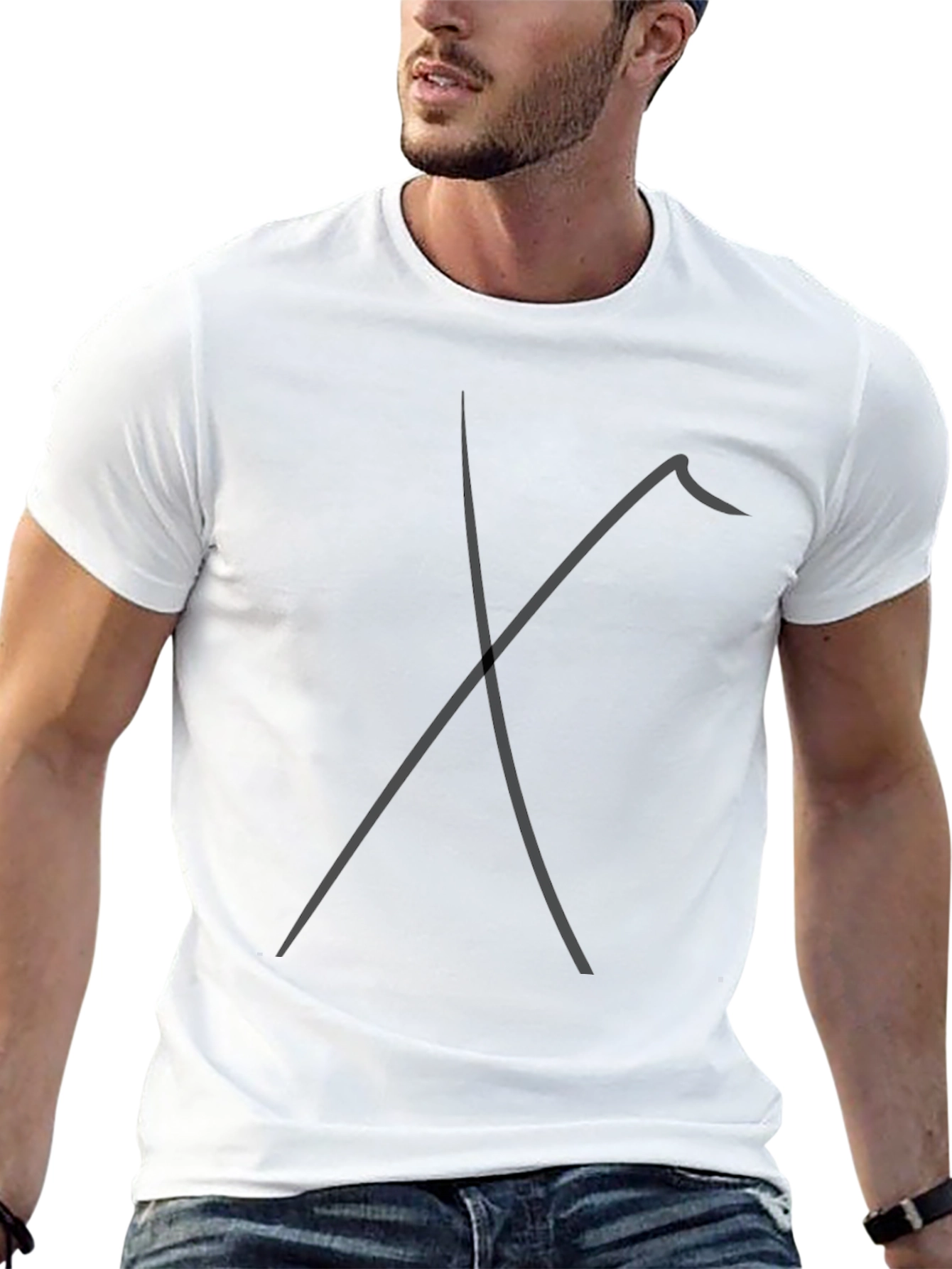 Stylish Black Crew Neck T-Shirt with Abstract Design