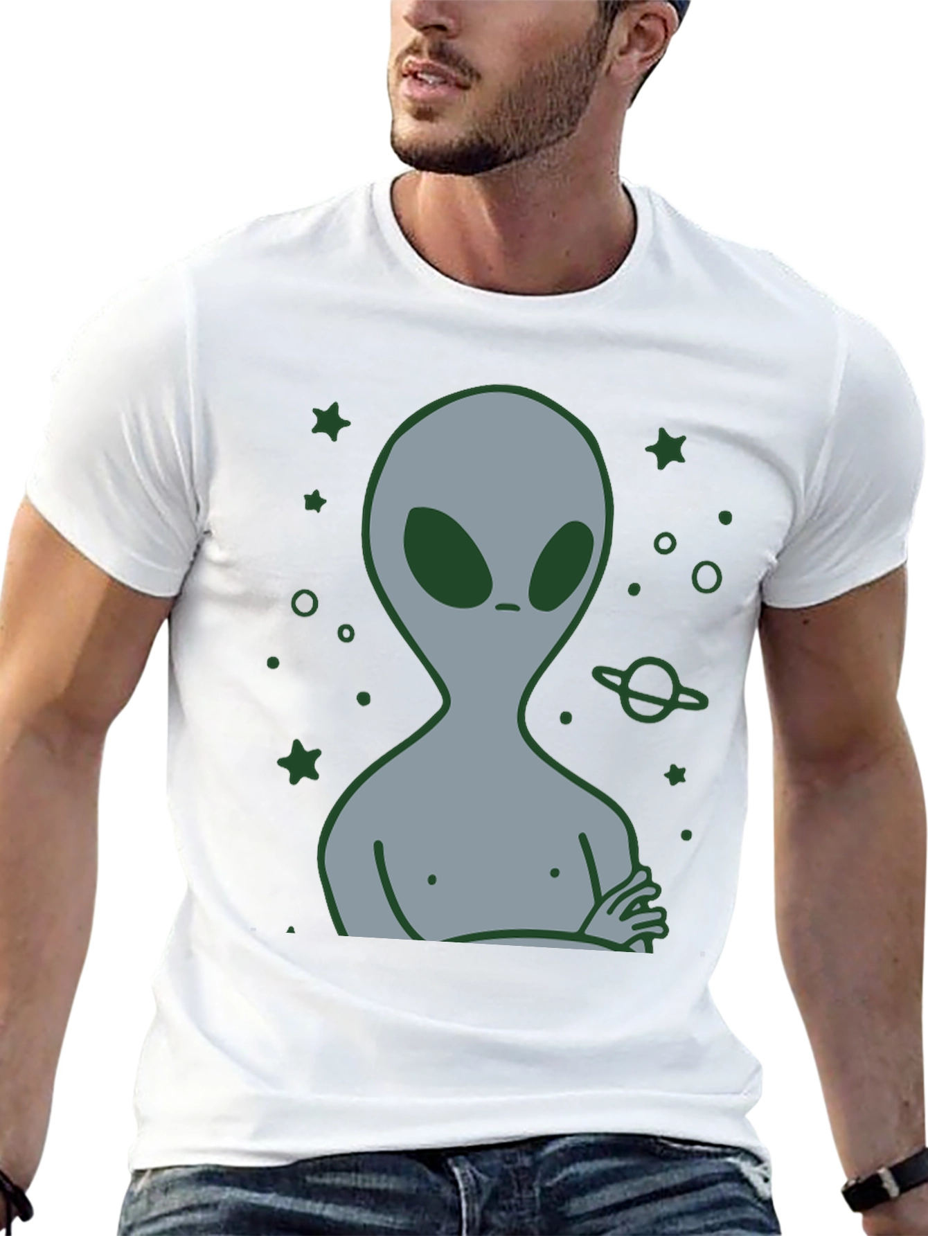 Alien Graphic T-Shirt - Black Cotton Blend Tee