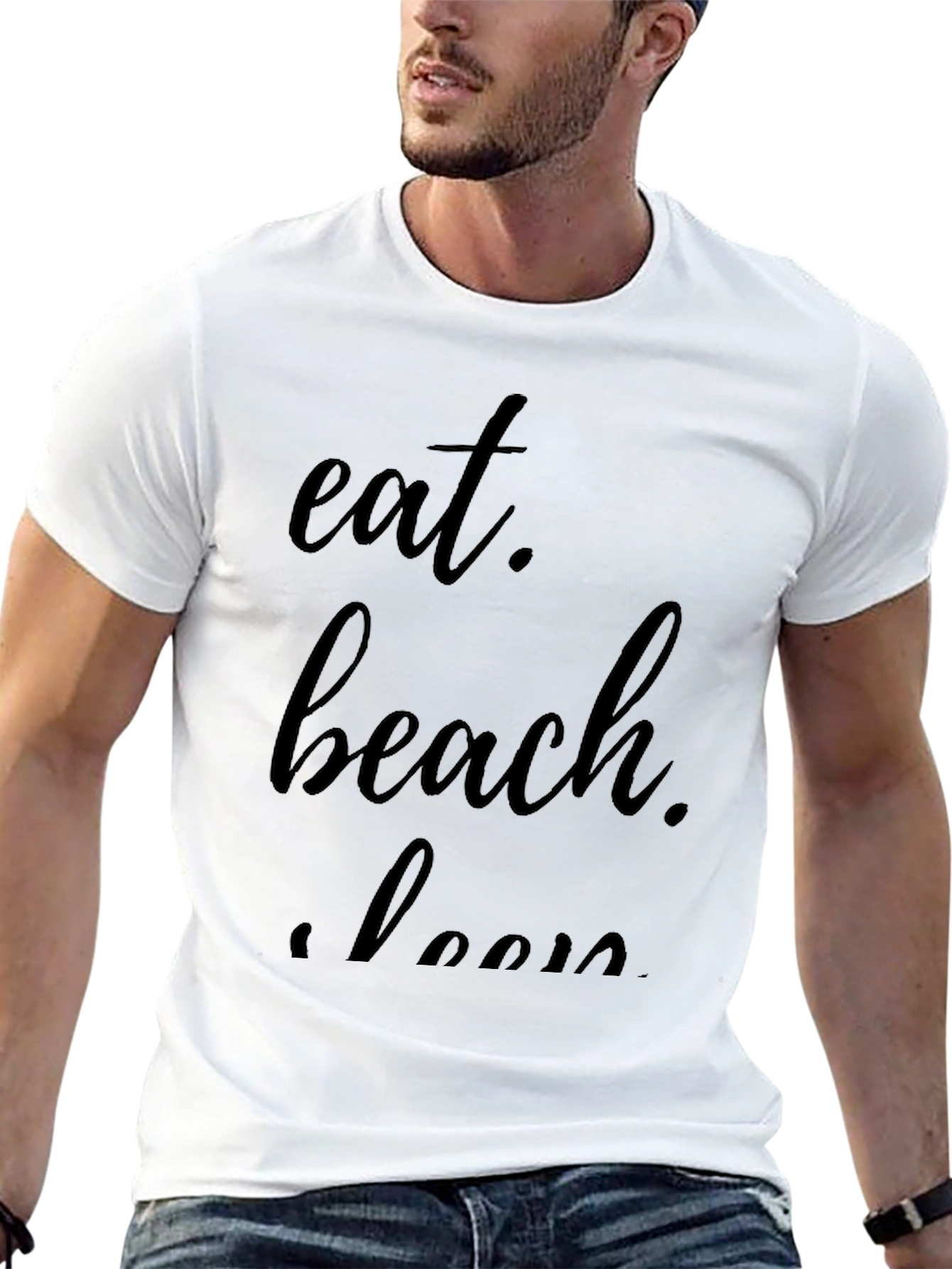Eat Beach Sleep Black Graphic Tee