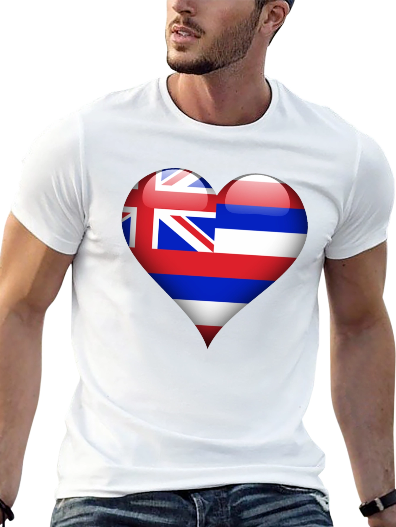 Hawaii Heart Flag Black T-Shirt