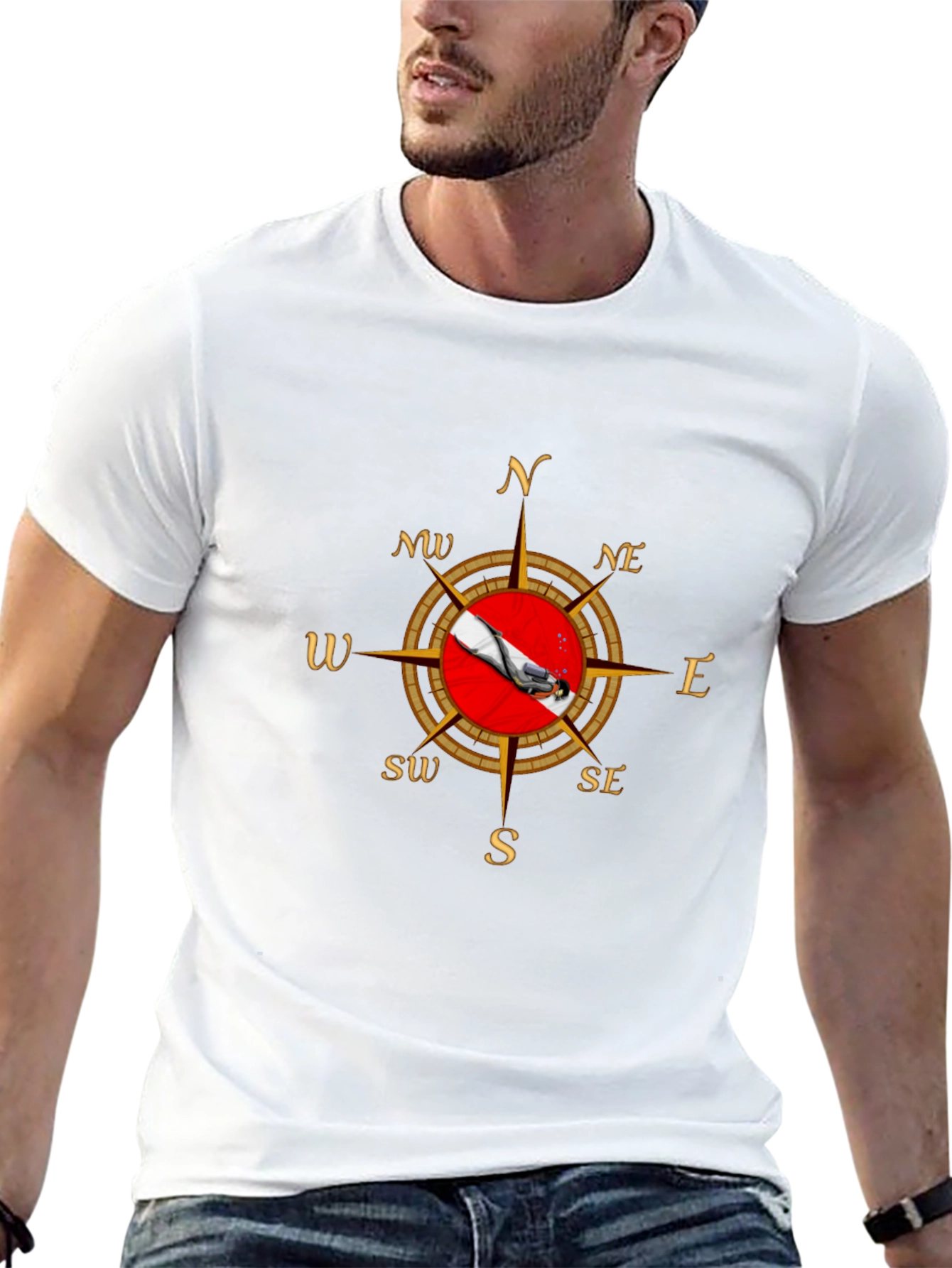 Diver Compass T-Shirt - Black Graphic Tee