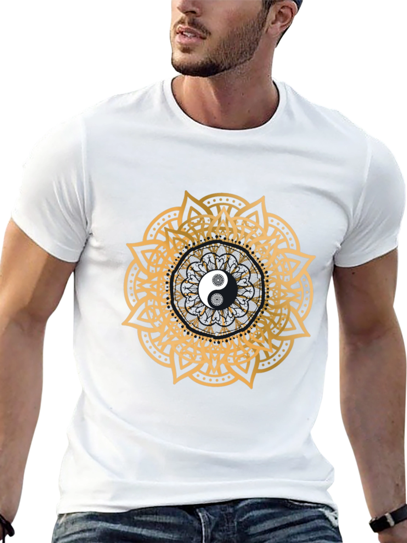 Yin Yang Mandala T-Shirt - Black