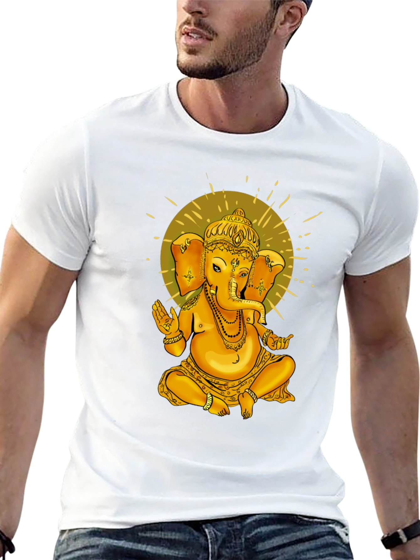 Ganesha Graphic Print Black T-Shirt