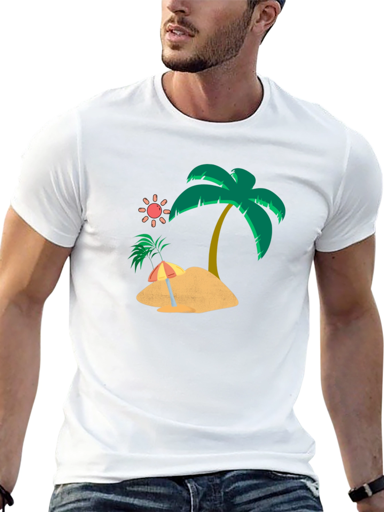 Tropical Island Graphic Tee - Mens Black T-Shirt