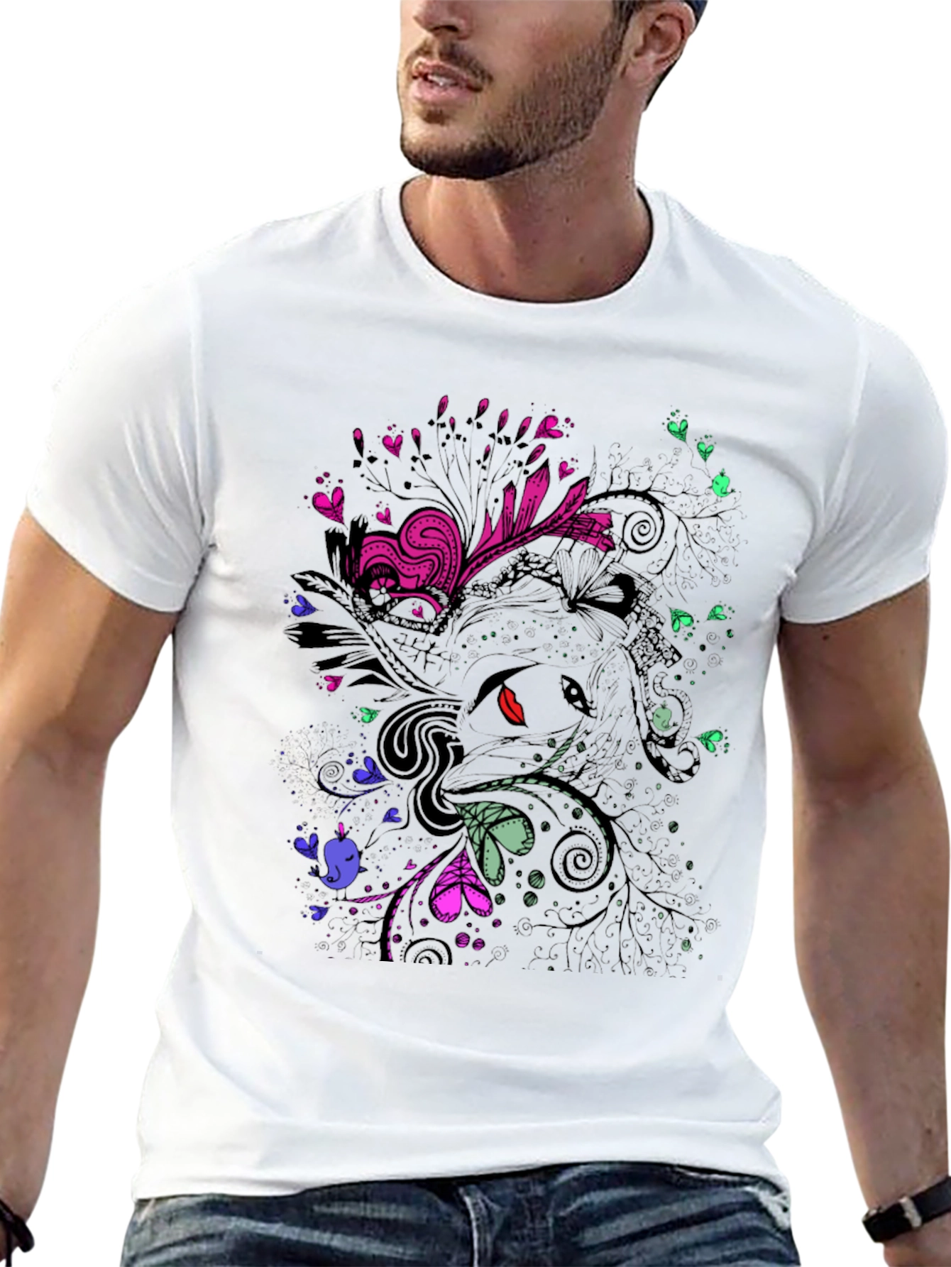 Abstract Floral Graphic Print Black T-Shirt
