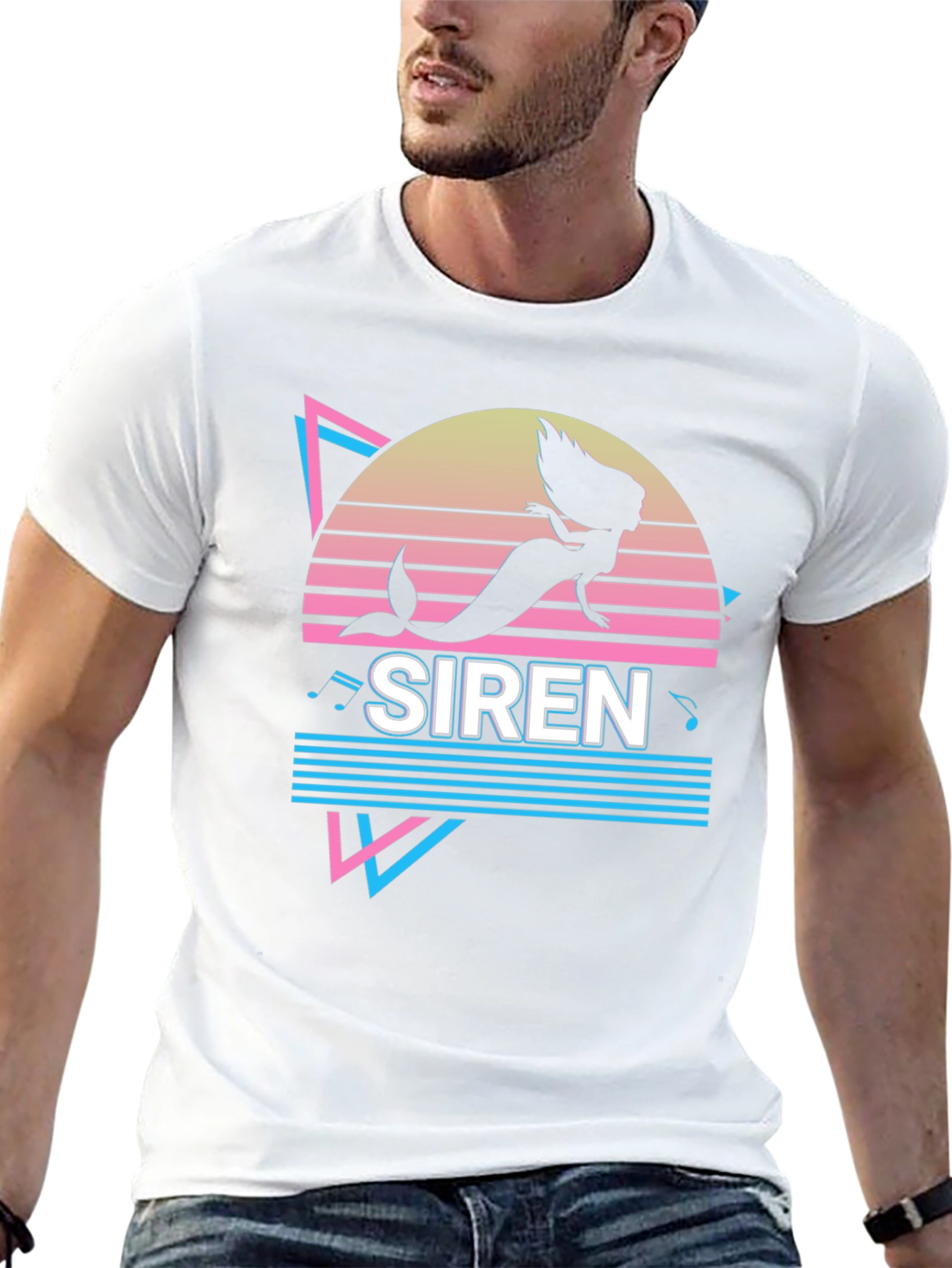 Retro Siren Graphic Tee - Black Cotton T-Shirt