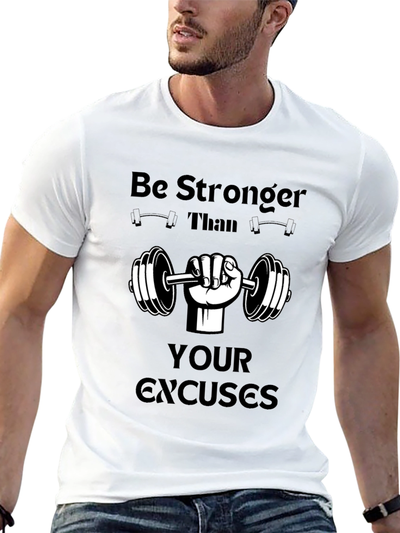 Motivational Workout T-Shirt - Be Stronger Than Excuses