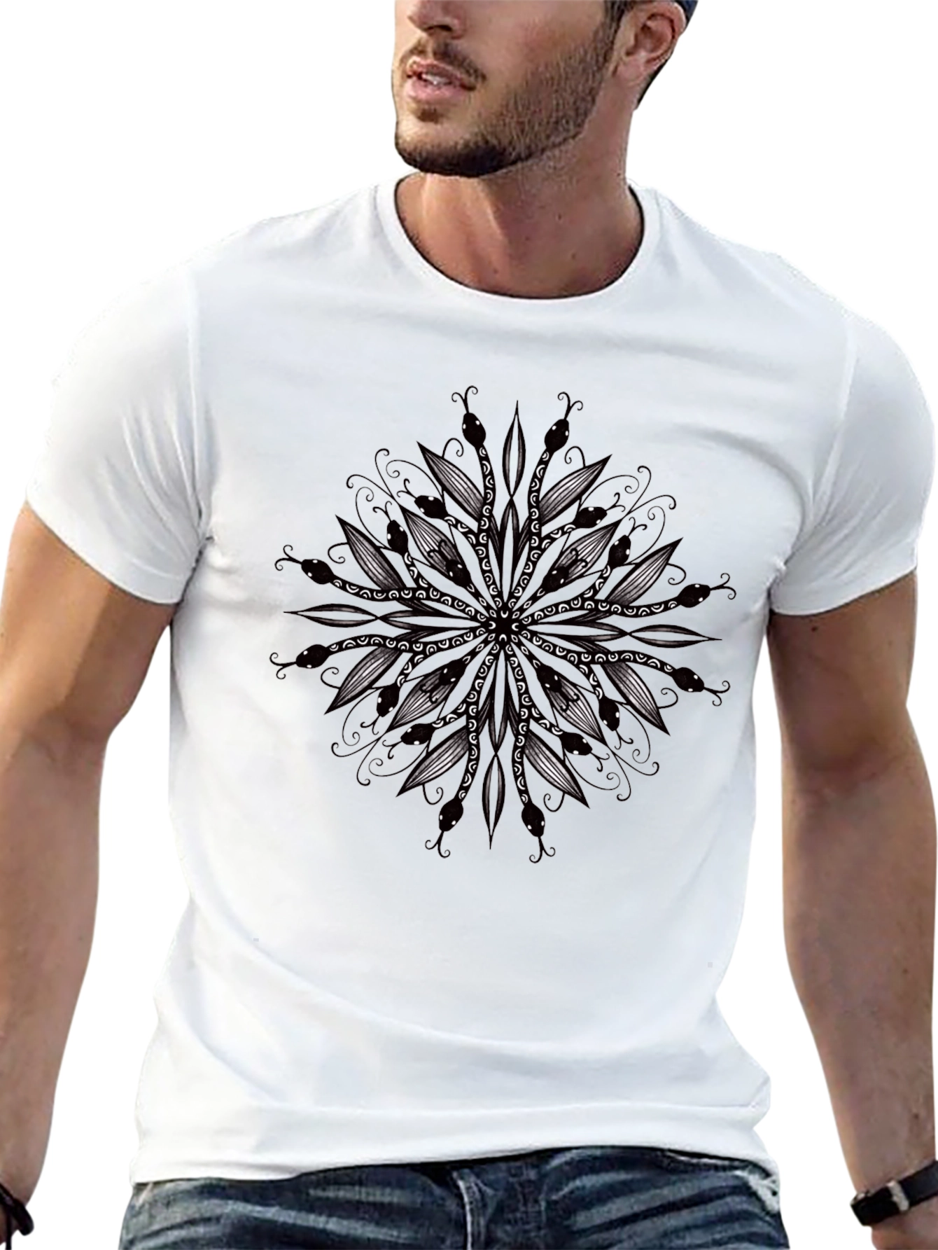 Dark Mandala Graphic Tee - Stylish Mens Black T-Shirt