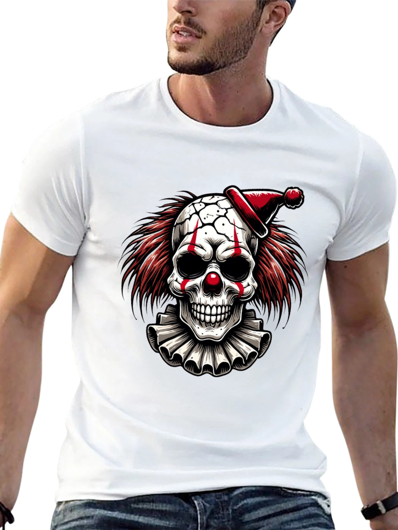 Clown Skull Graphic Tee - Black