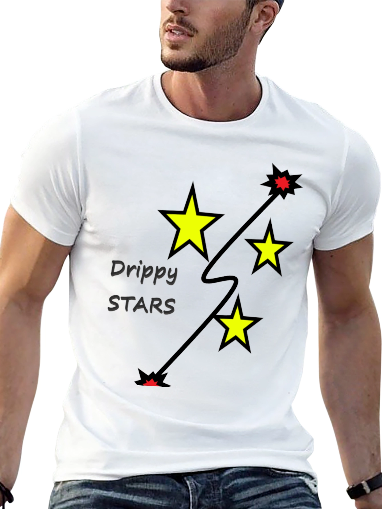 Drippy Stars Graphic Tee - Black