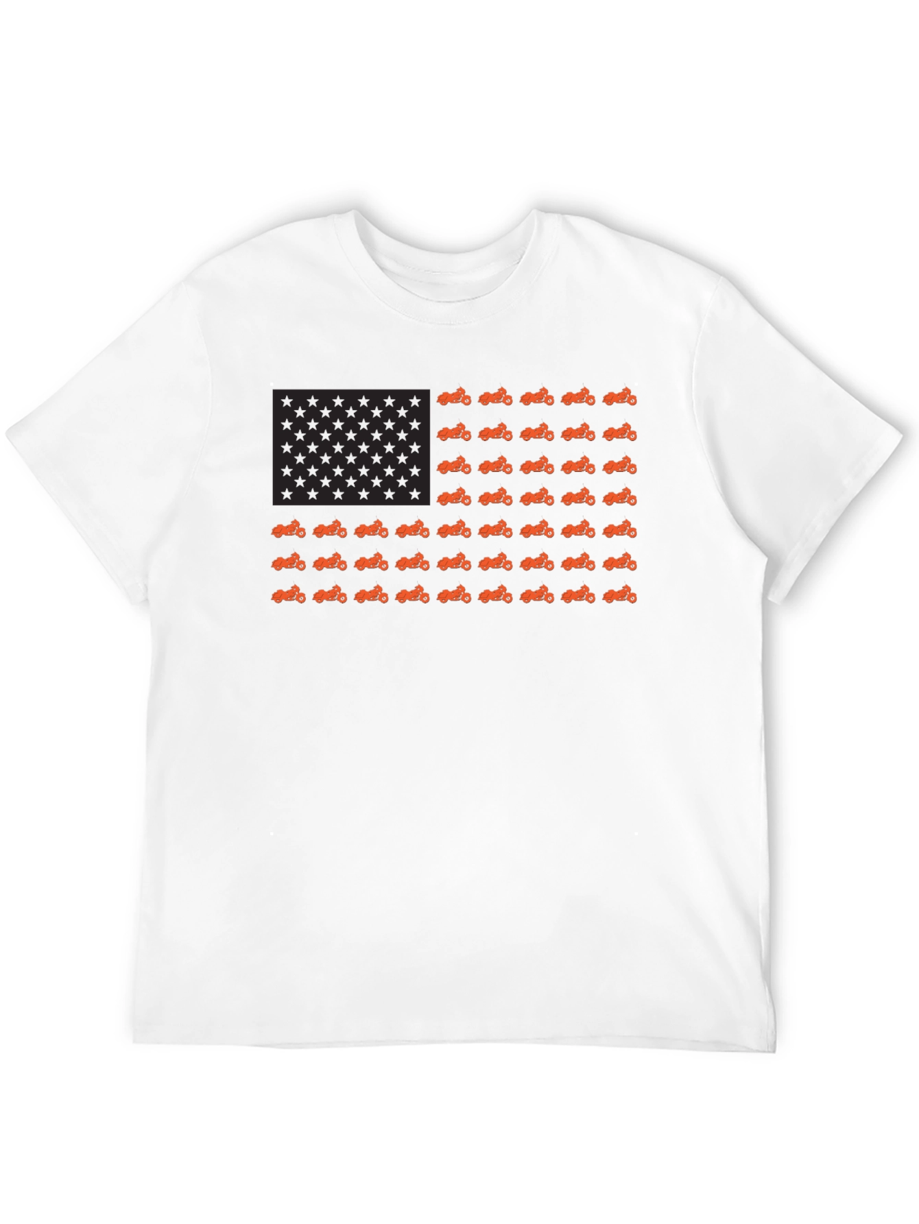 Motorcycle American Flag Black T-Shirt