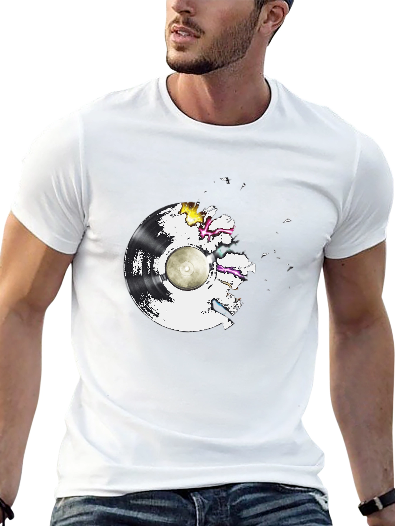 Vinyl Record Graphic Tee - Black