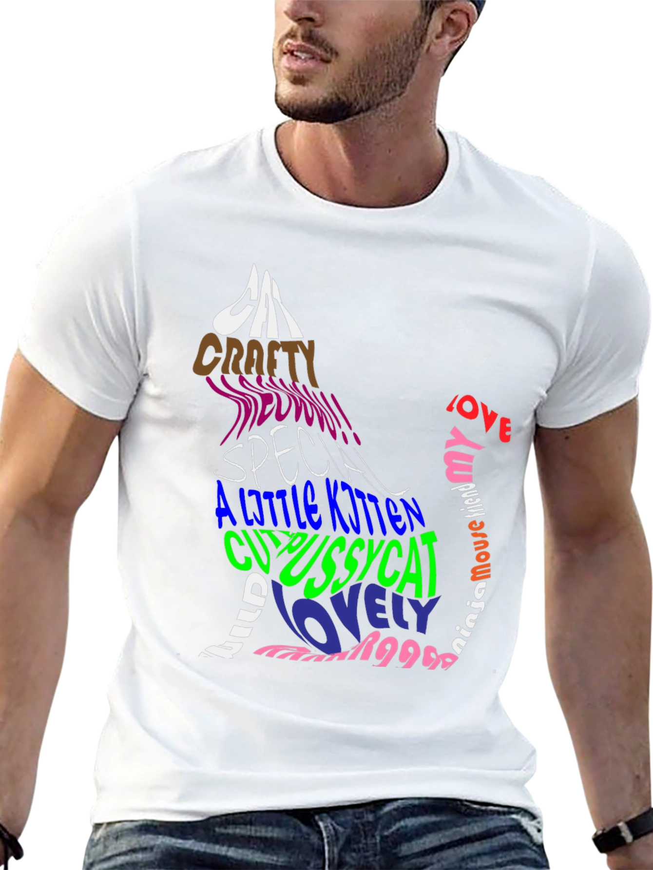 Cat Lover Graphic Tee - Stylish Word Art