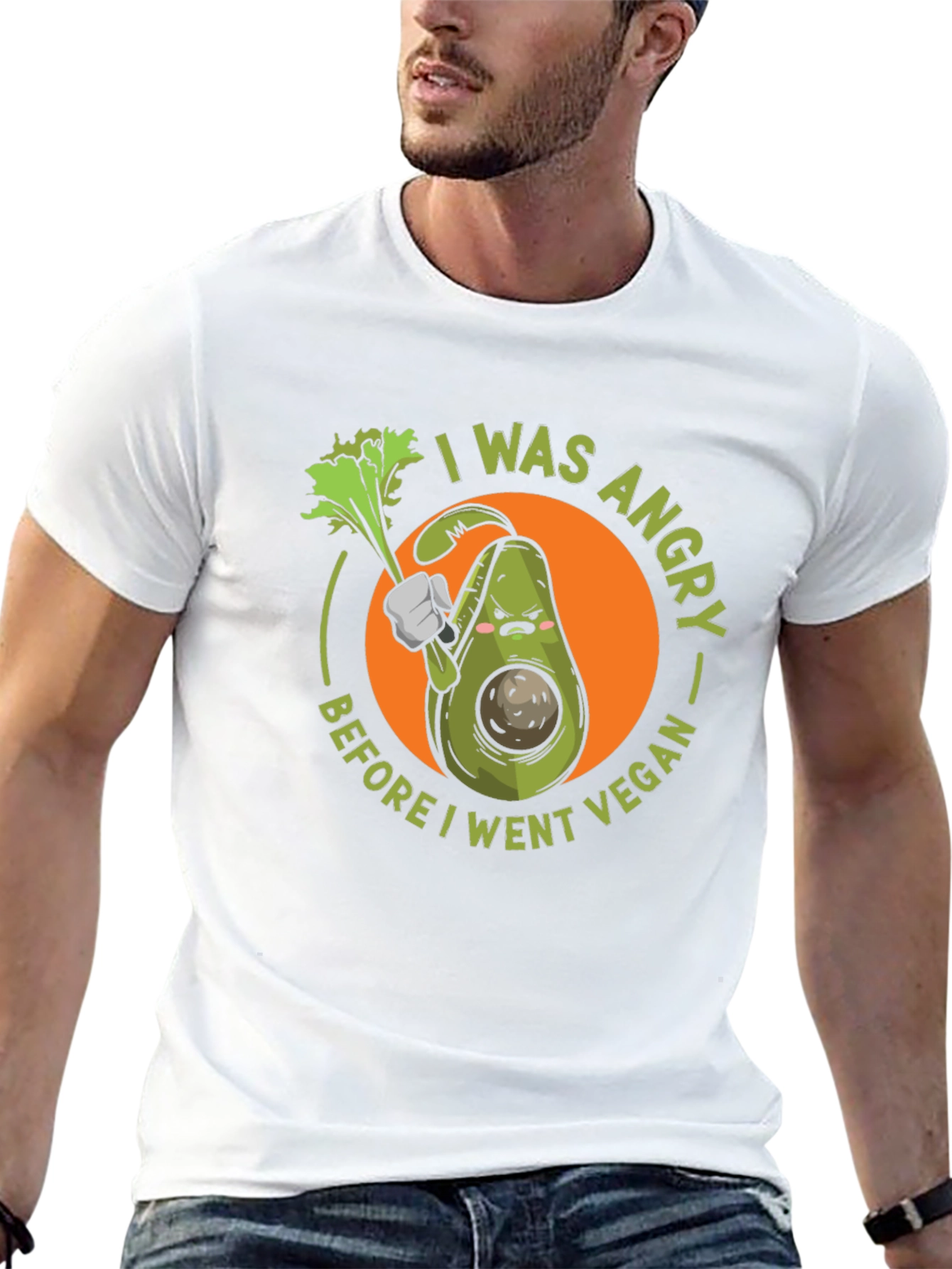 Angry Vegan Avocado T-Shirt - Funny Vegetarian Tee