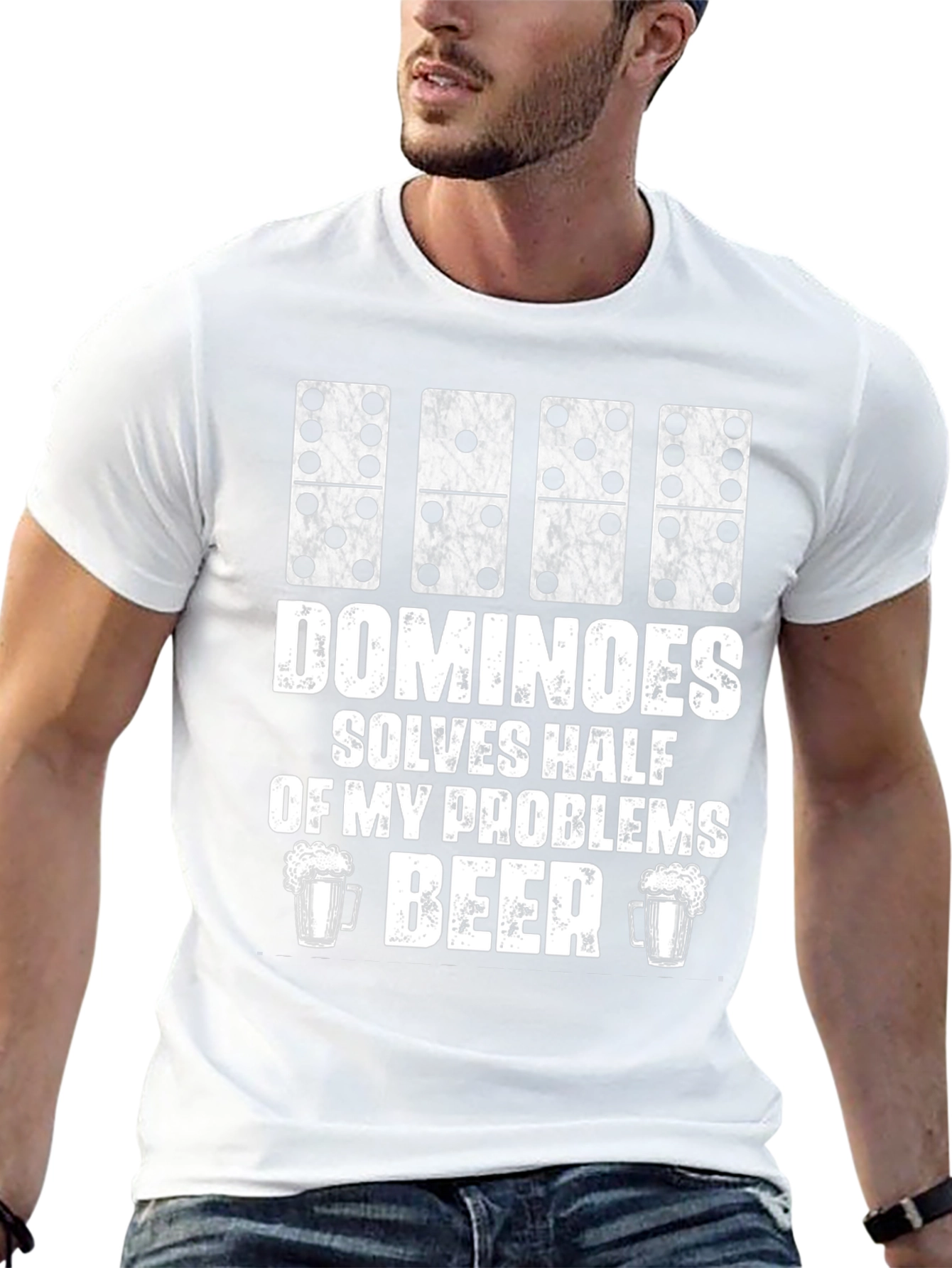Dominoes & Beer T-Shirt - Solves Half My Problems