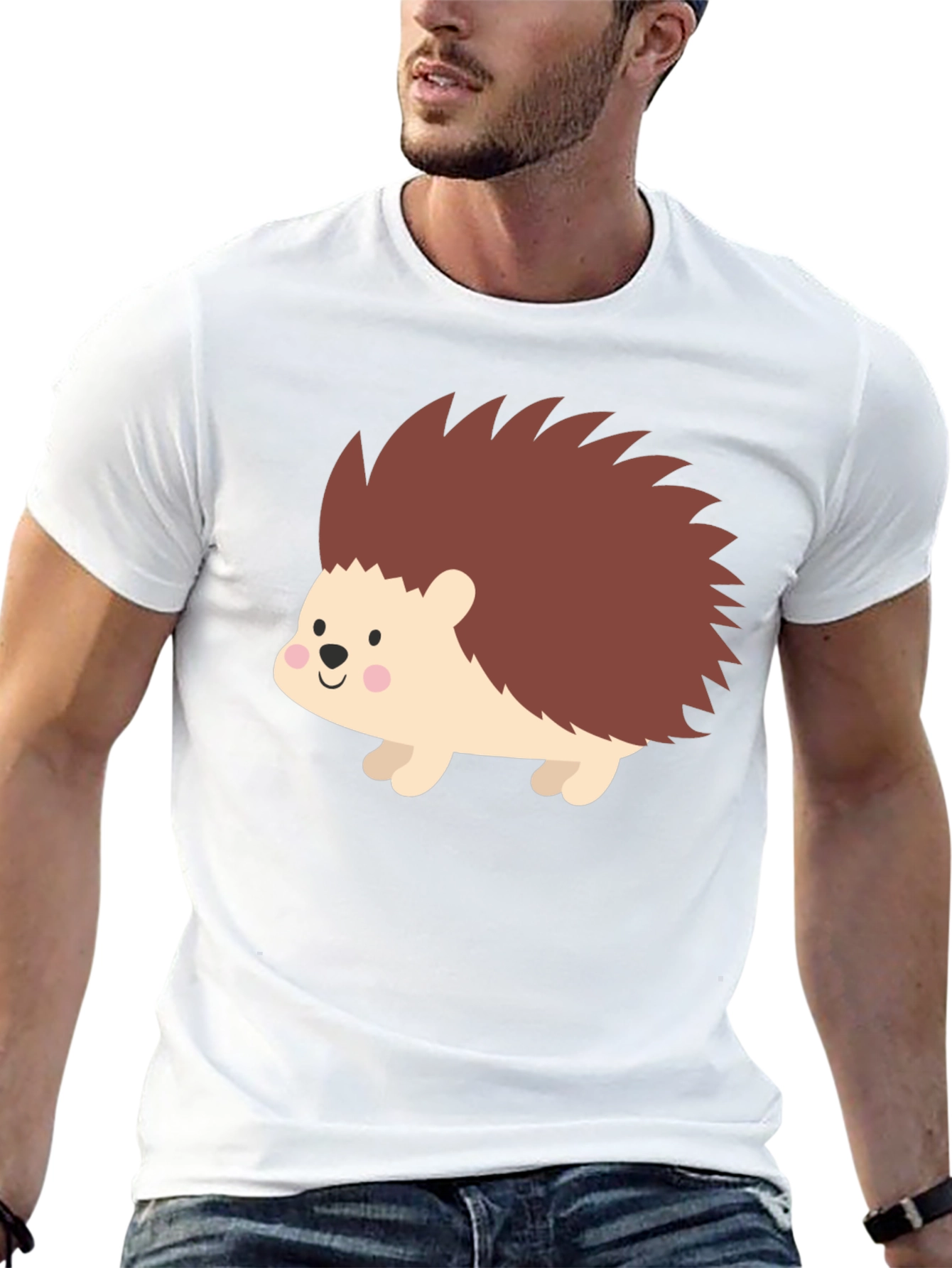Cute Hedgehog Graphic Tee - Black