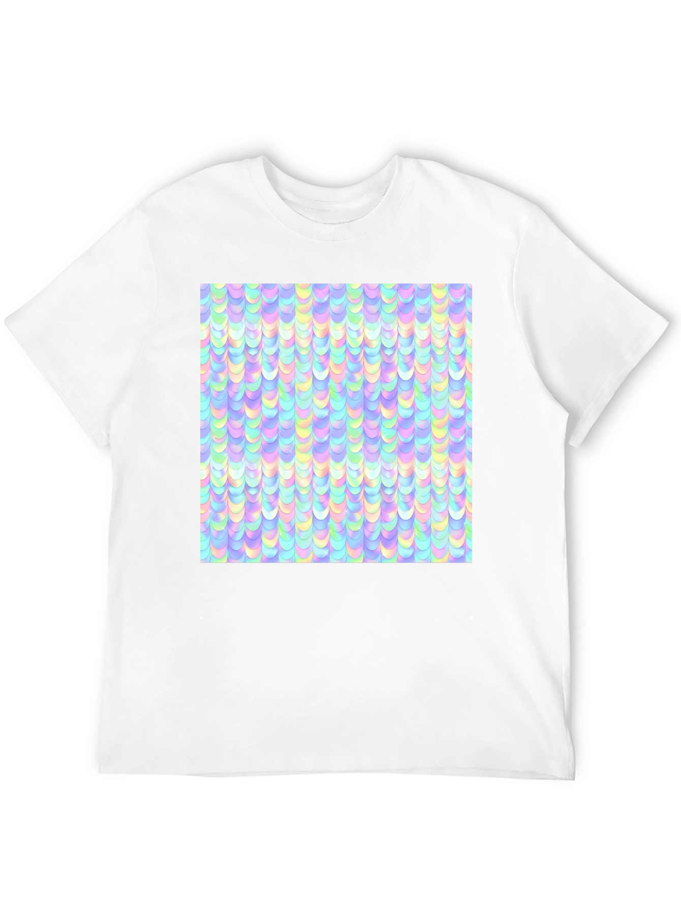Iridescent Pastel Scale Print Black T-Shirt